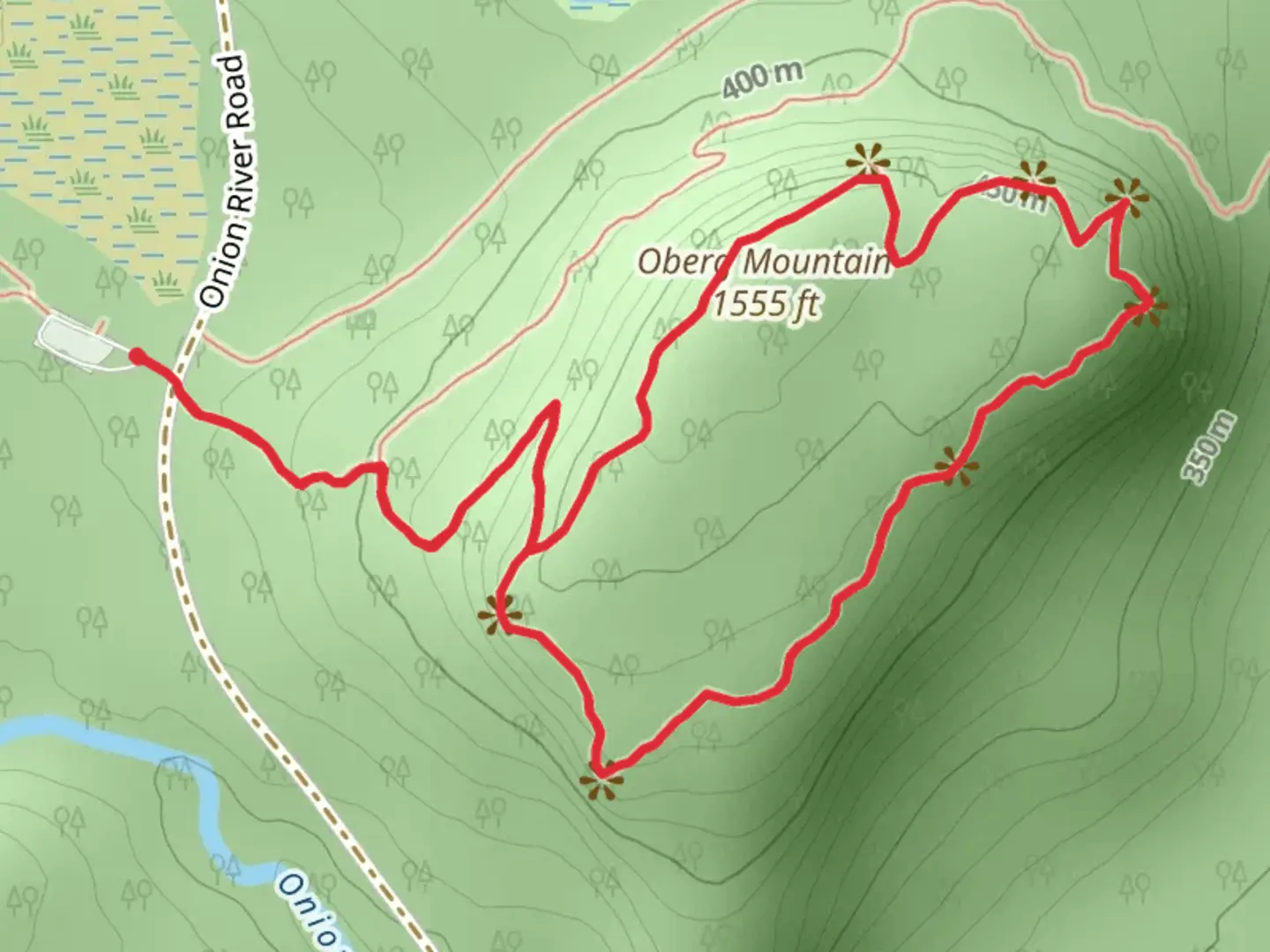 An image depicting the trail Oberg Mountain Loop Trail and its surrounding area.