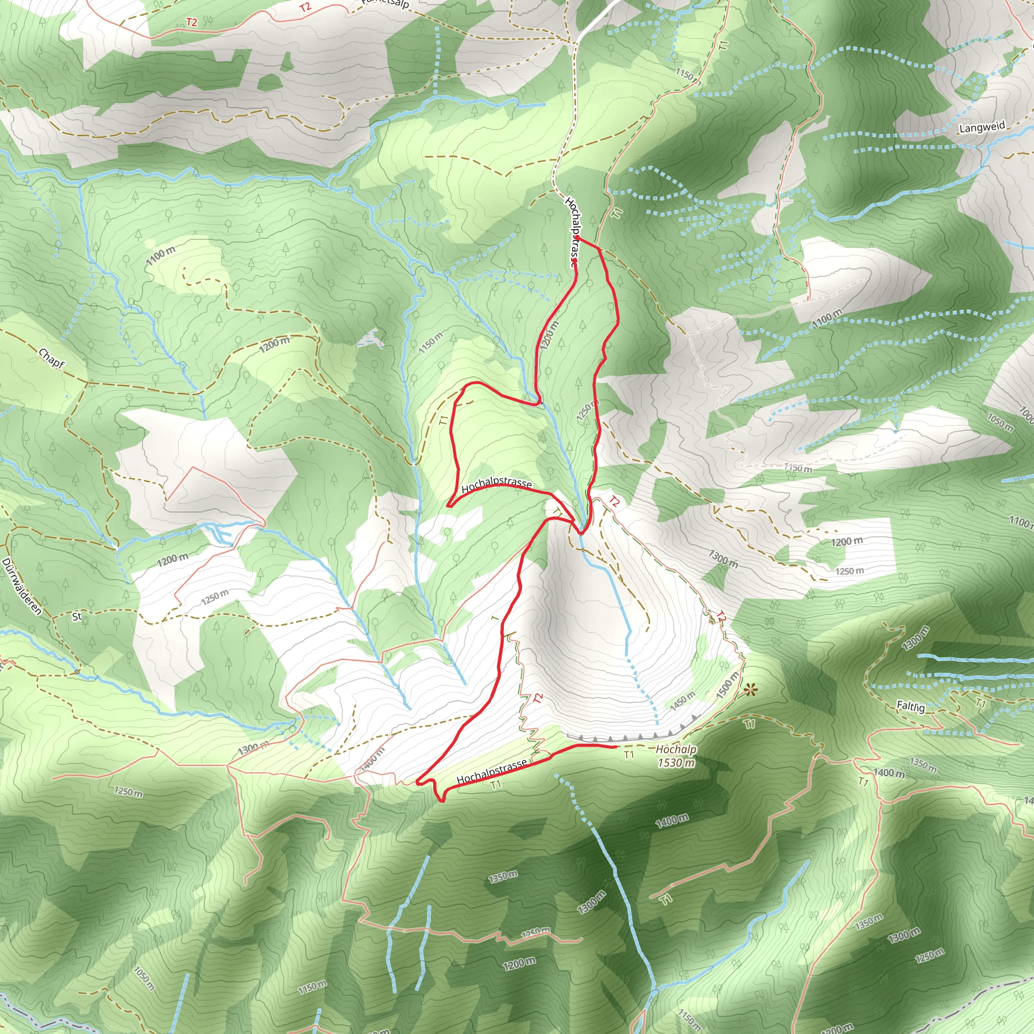 Bruggerenwald - Nasen - Hochalp mobile static map