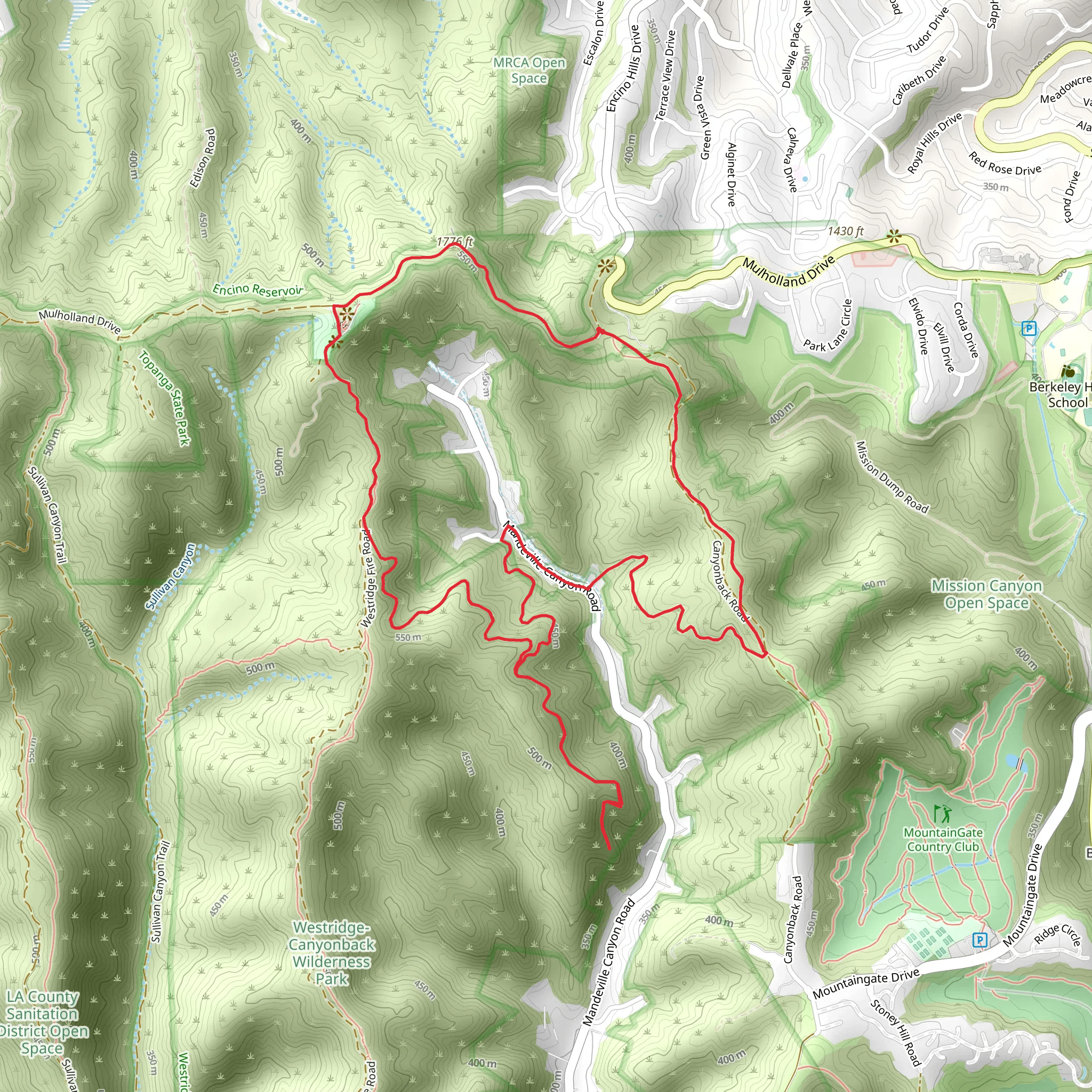 Hollyhock, Water and Power Pole Road and Wendeville Fire Road Loop mobile static map