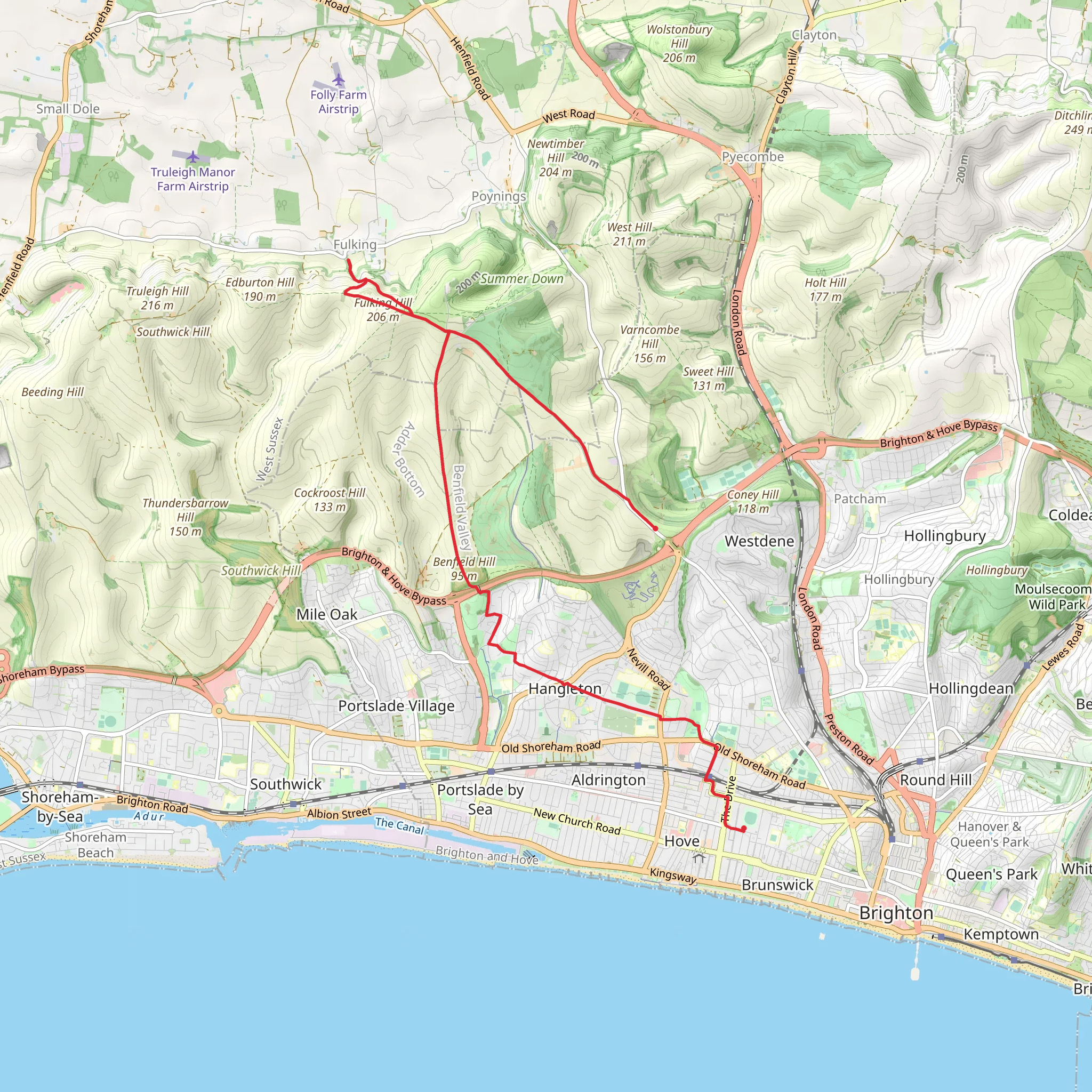Benfield Hill and South Downs Way mobile static map