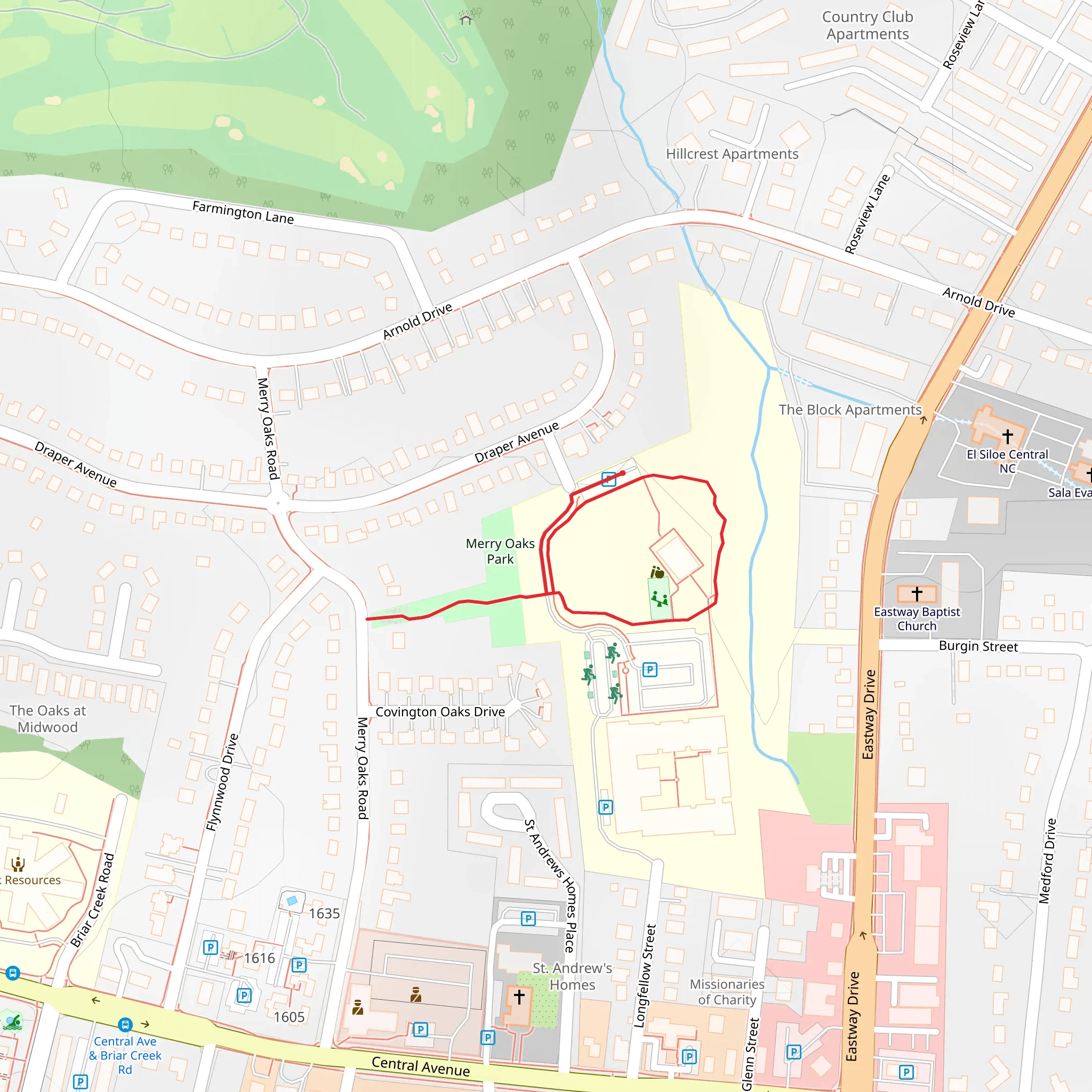 Merry Oaks Park Loop mobile static map