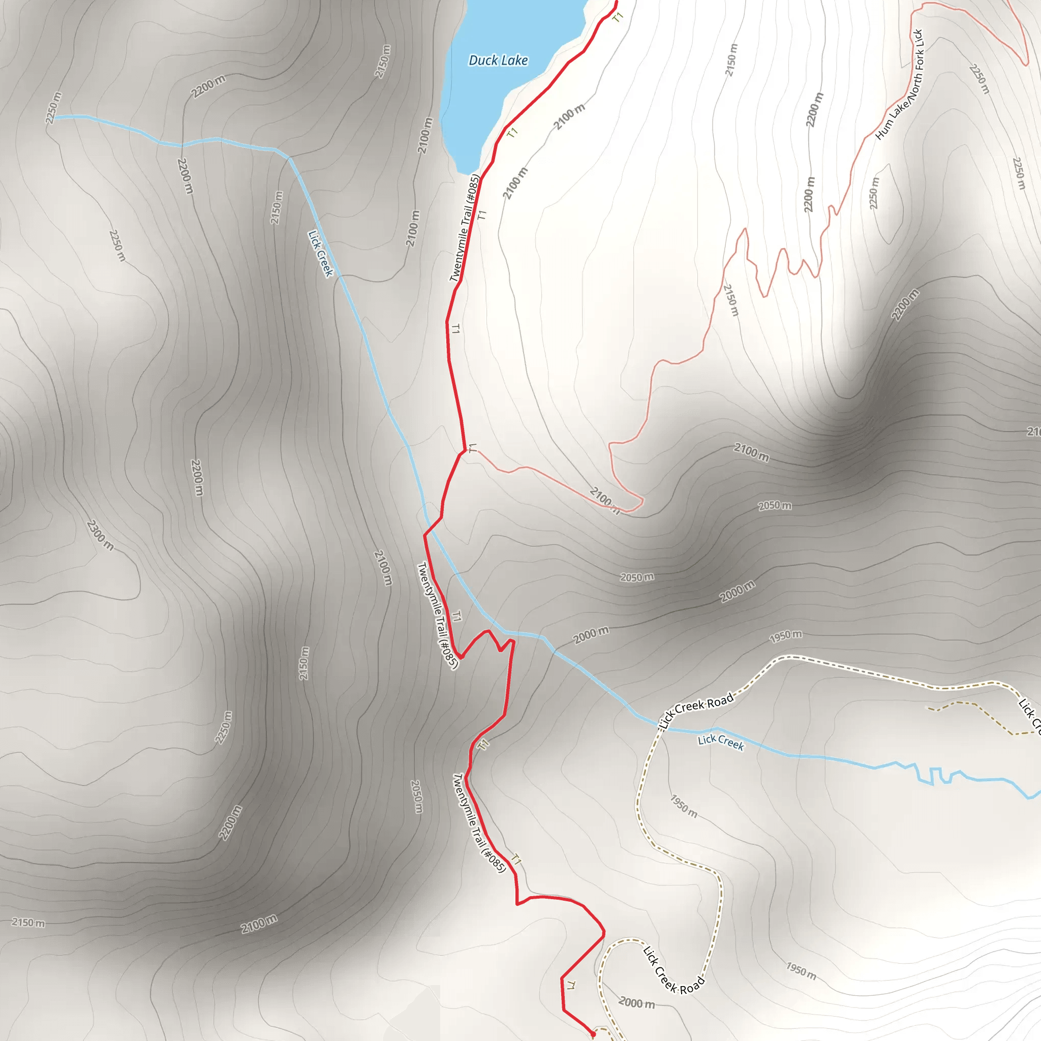 Duck Lake via Twentymile Trail mobile static map