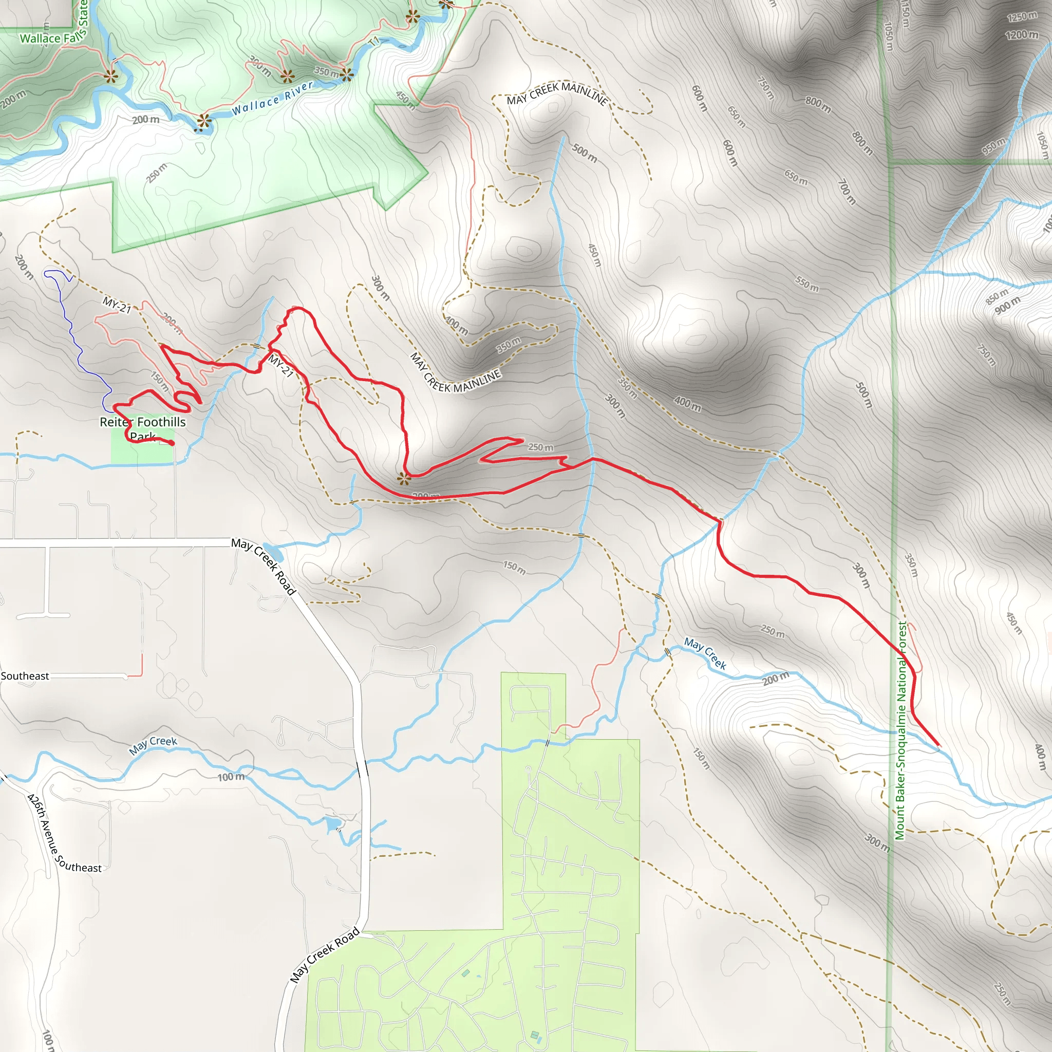 Skyward, Sky View Vista and May Creek Loop mobile static map