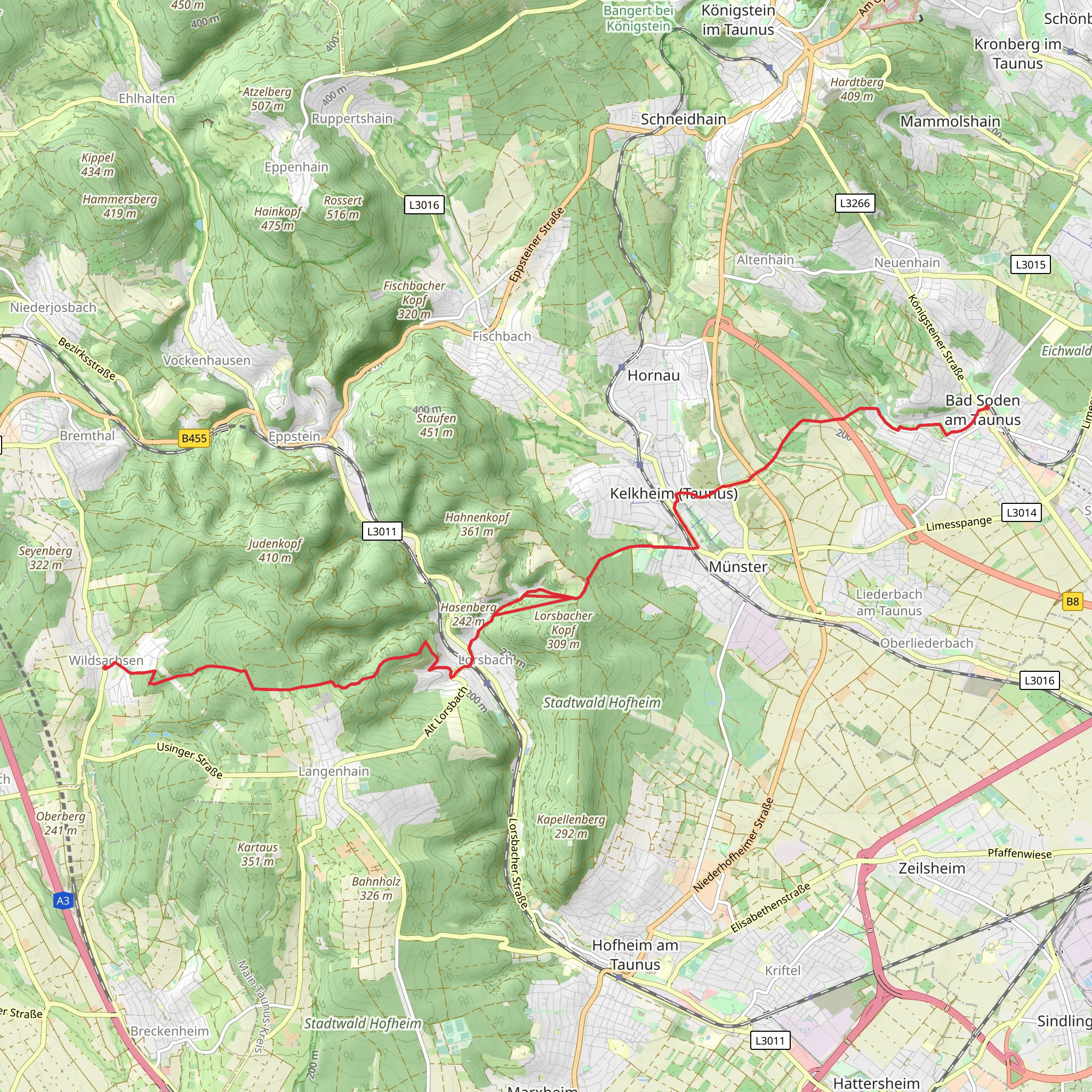 Bad Soden to Wildsachsen via Taunusklub Route mobile static map