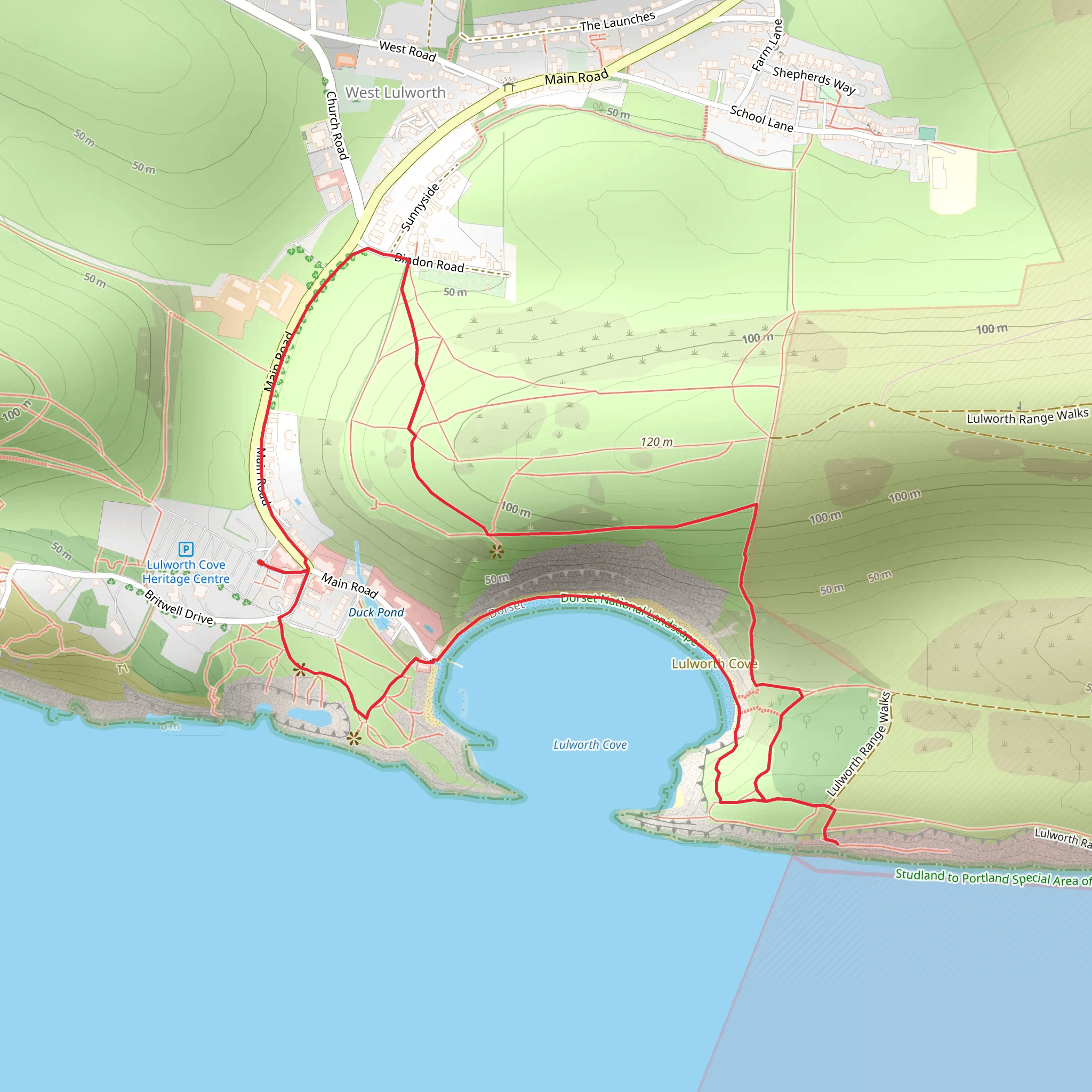 Lulworth Cove via H Way mobile static map