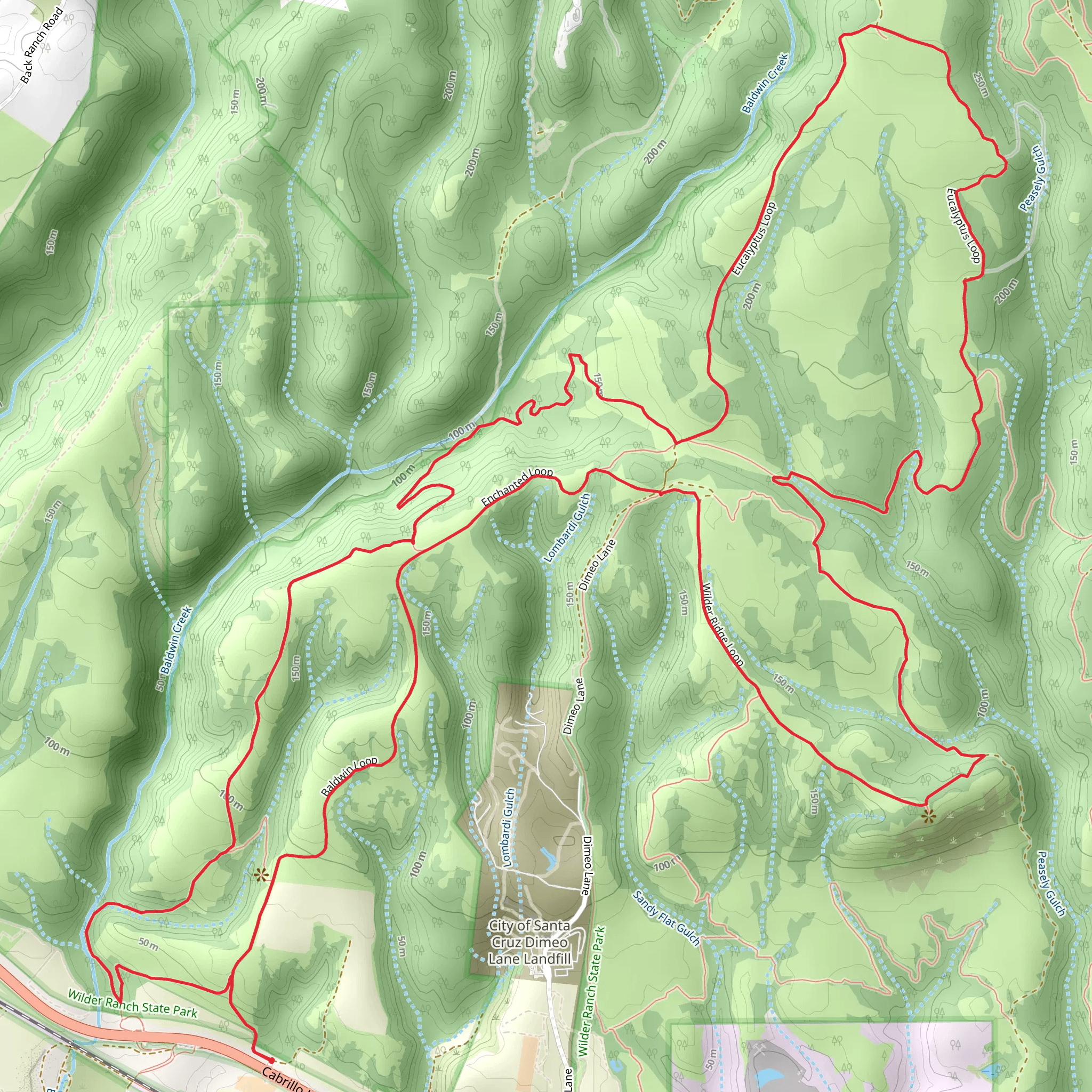 Baldwin, Wilder Ridge and Eucalyptus Loop mobile static map