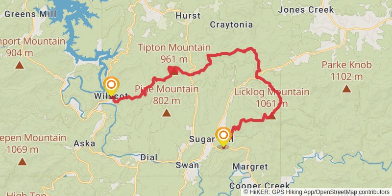 Southeastern Serpentine Trail stage 56 Map
