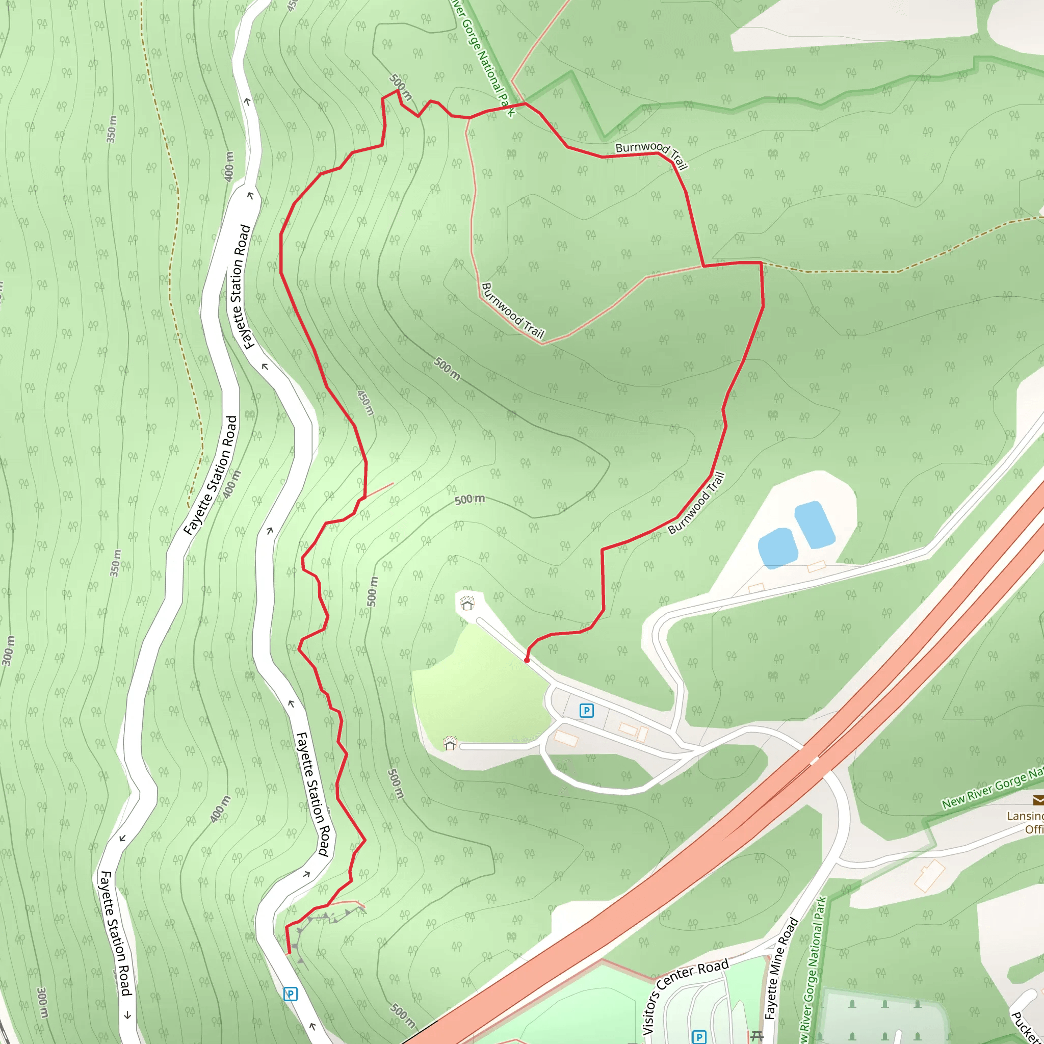 Burnwood and Bridge Buttress Trail mobile static map