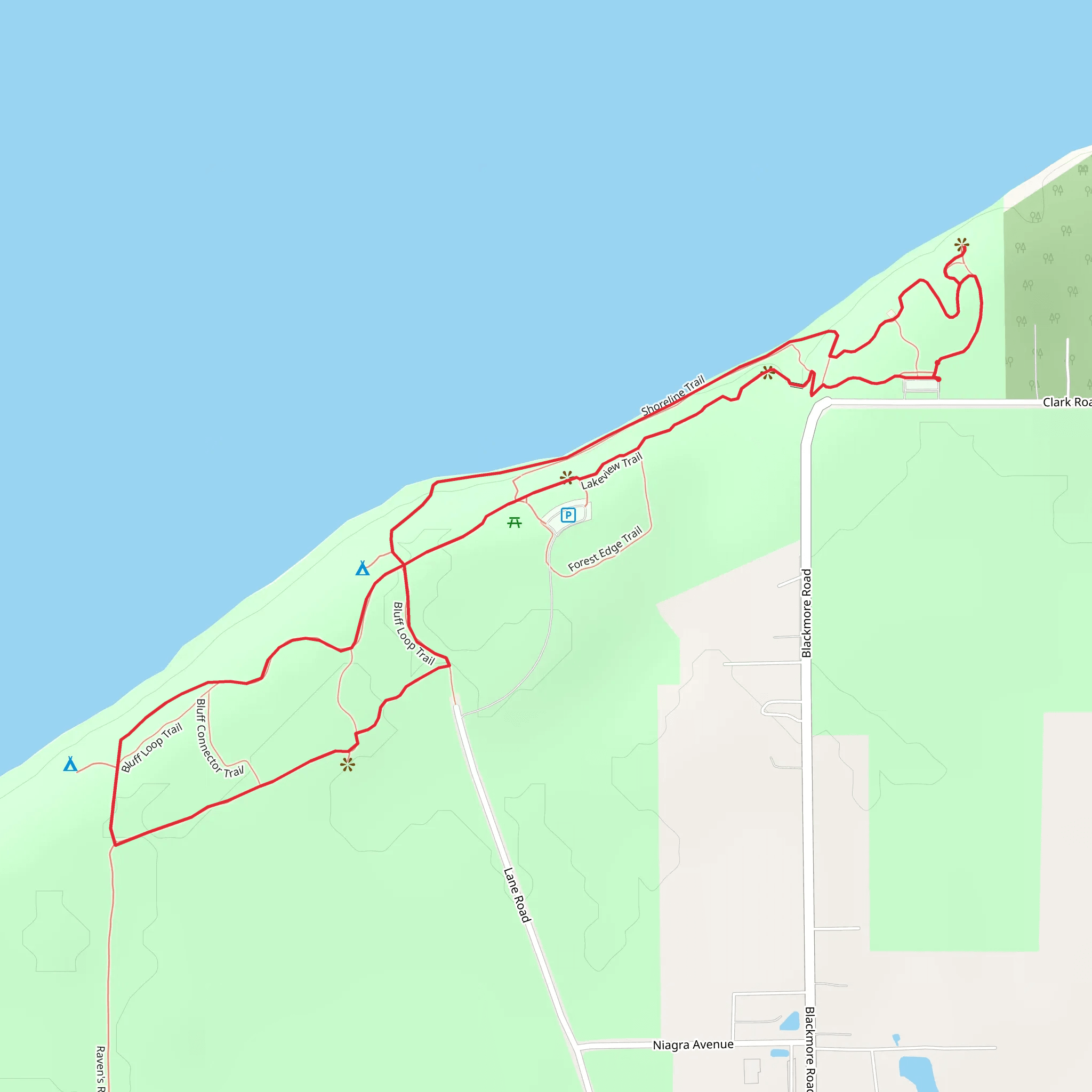 Eagle View, Shoreline and Bluff Loop Trail mobile static map