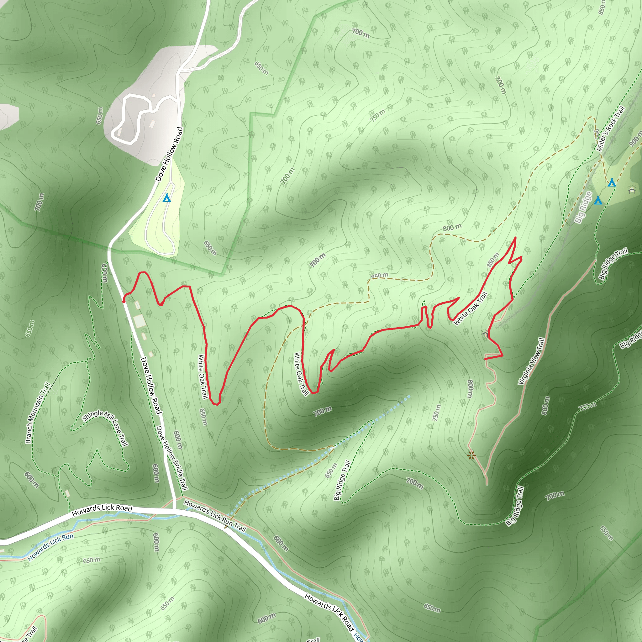 White Oak Trail mobile static map