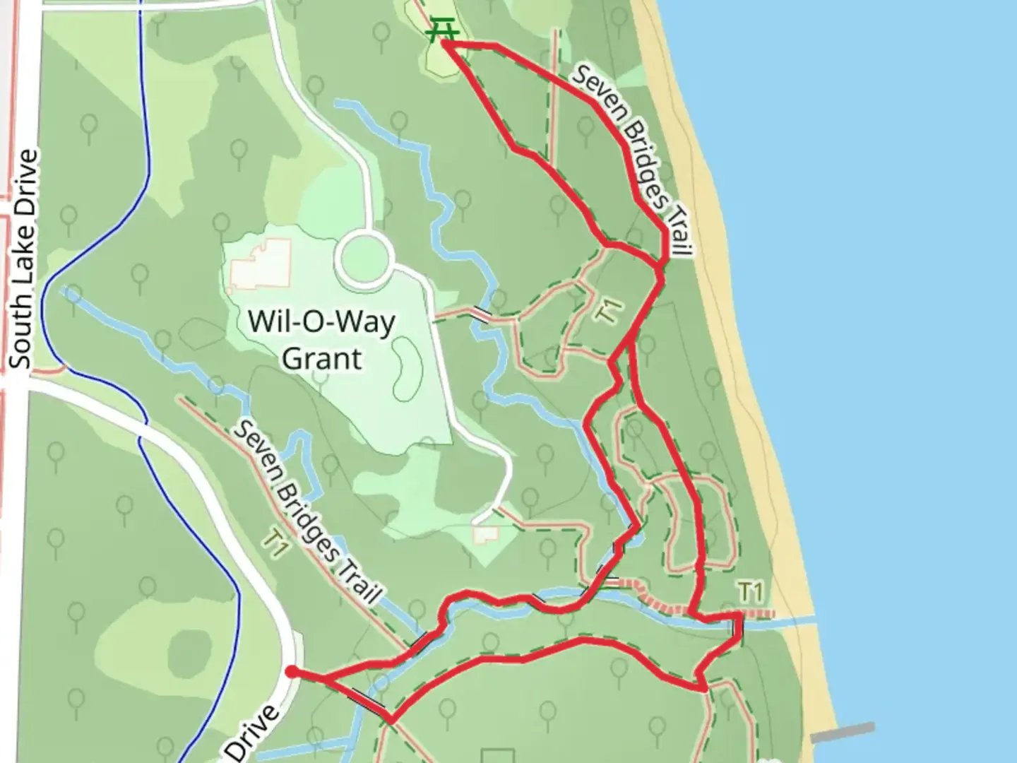 An image depicting the trail Frederick C Wulff Lodge Loop and its surrounding area.