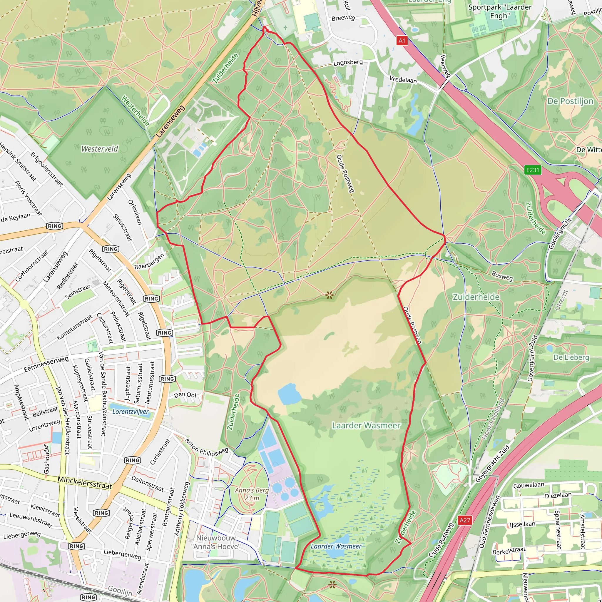 Zevenbergjes and Zuiderheide Loop mobile static map