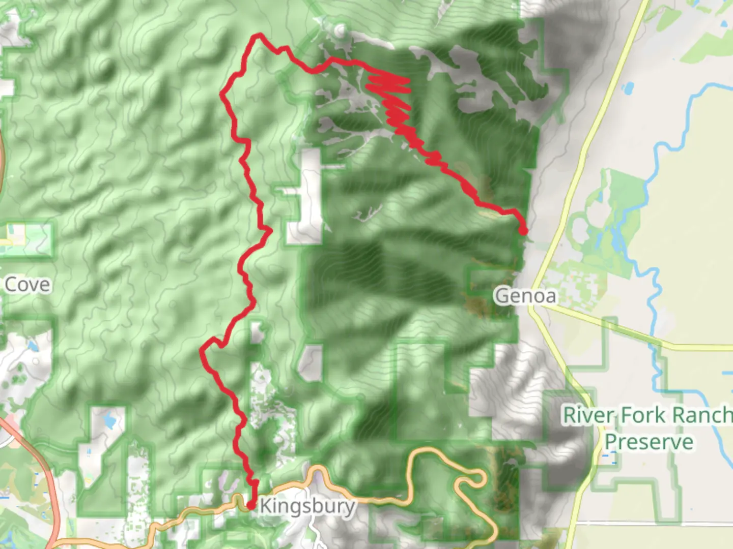 An image depicting the trail Tahoe Rim to Sierra Canyon Trail and its surrounding area.