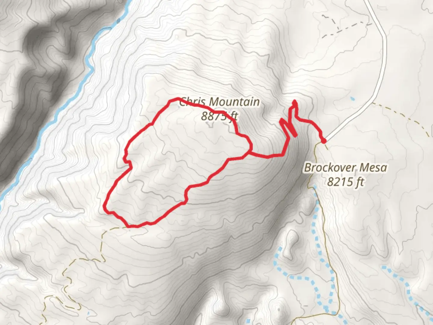 An image depicting the trail Chris Mountain Loop and its surrounding area.