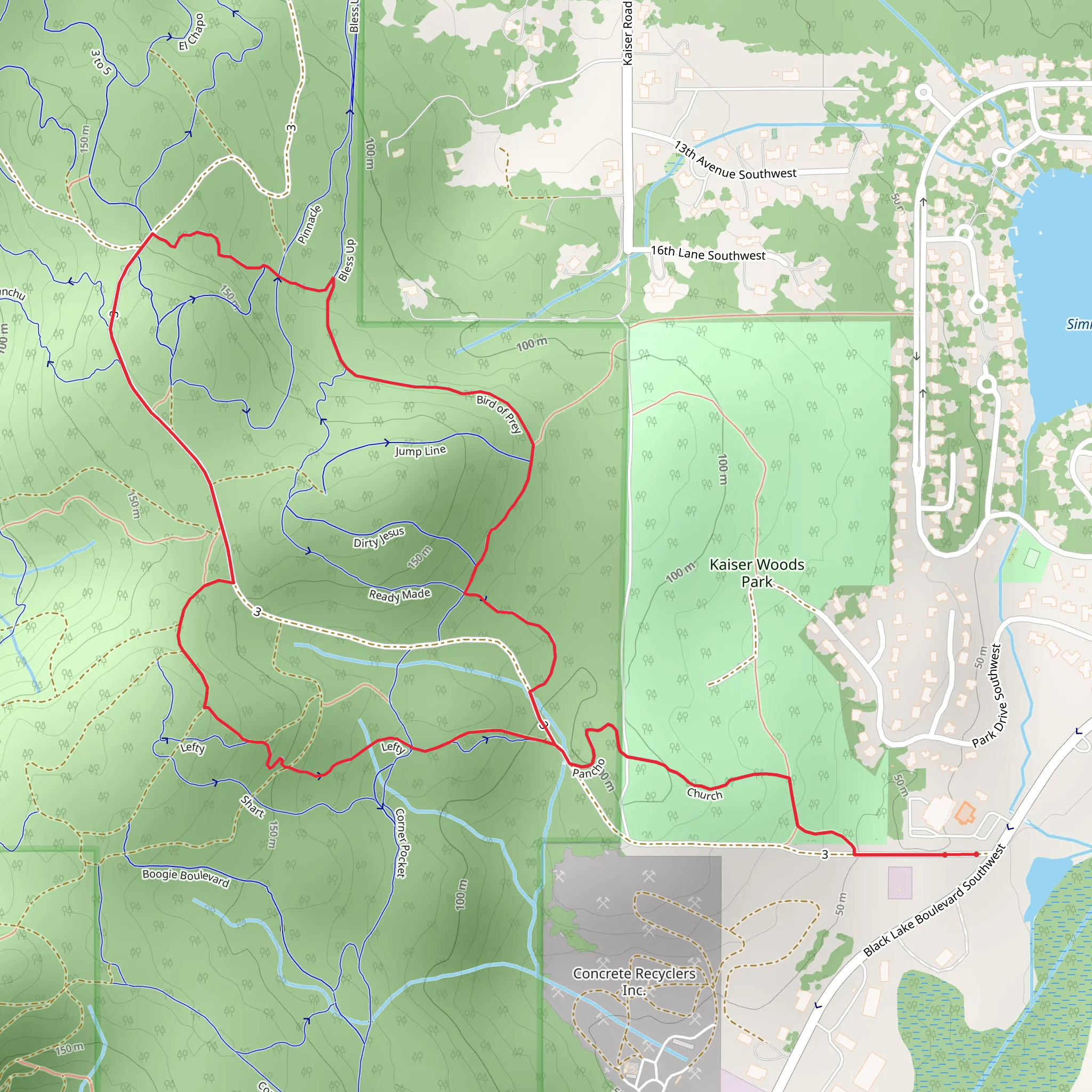 Church, Lefty and Bird of Prey Loop mobile static map