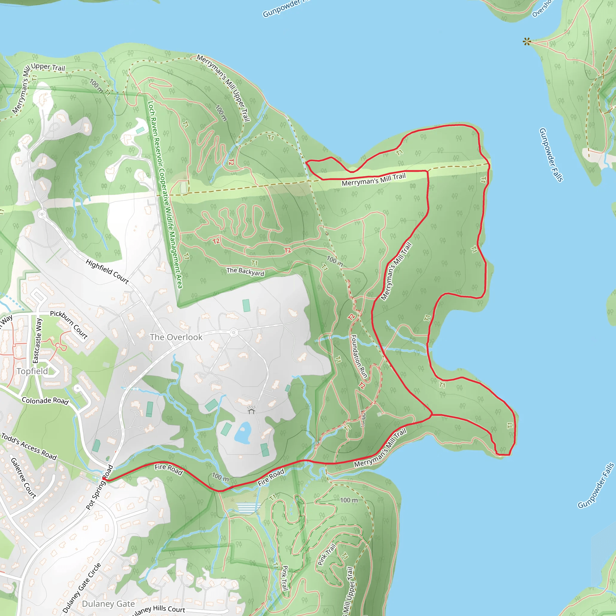 Merryman's Mill Loop Trail - Fire Road mobile static map