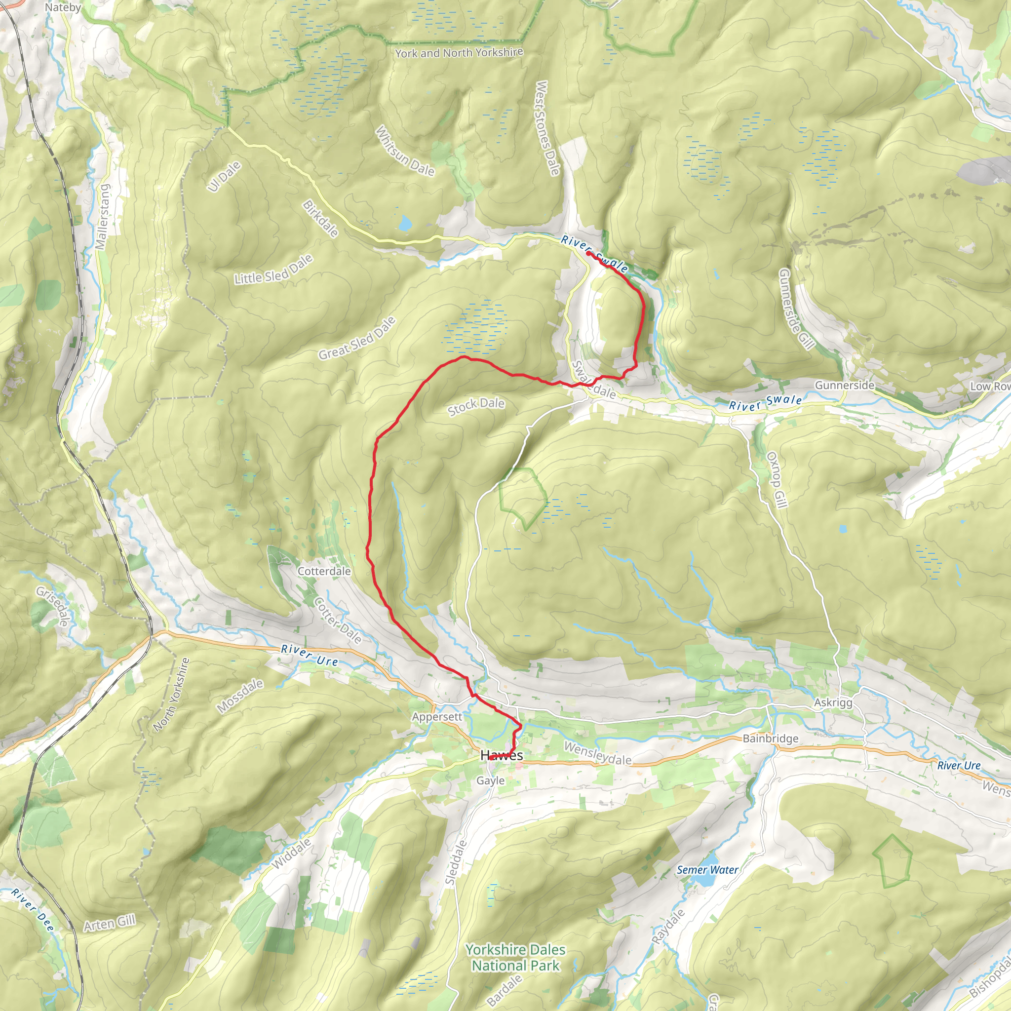 Hawes to Keld Walk mobile static map