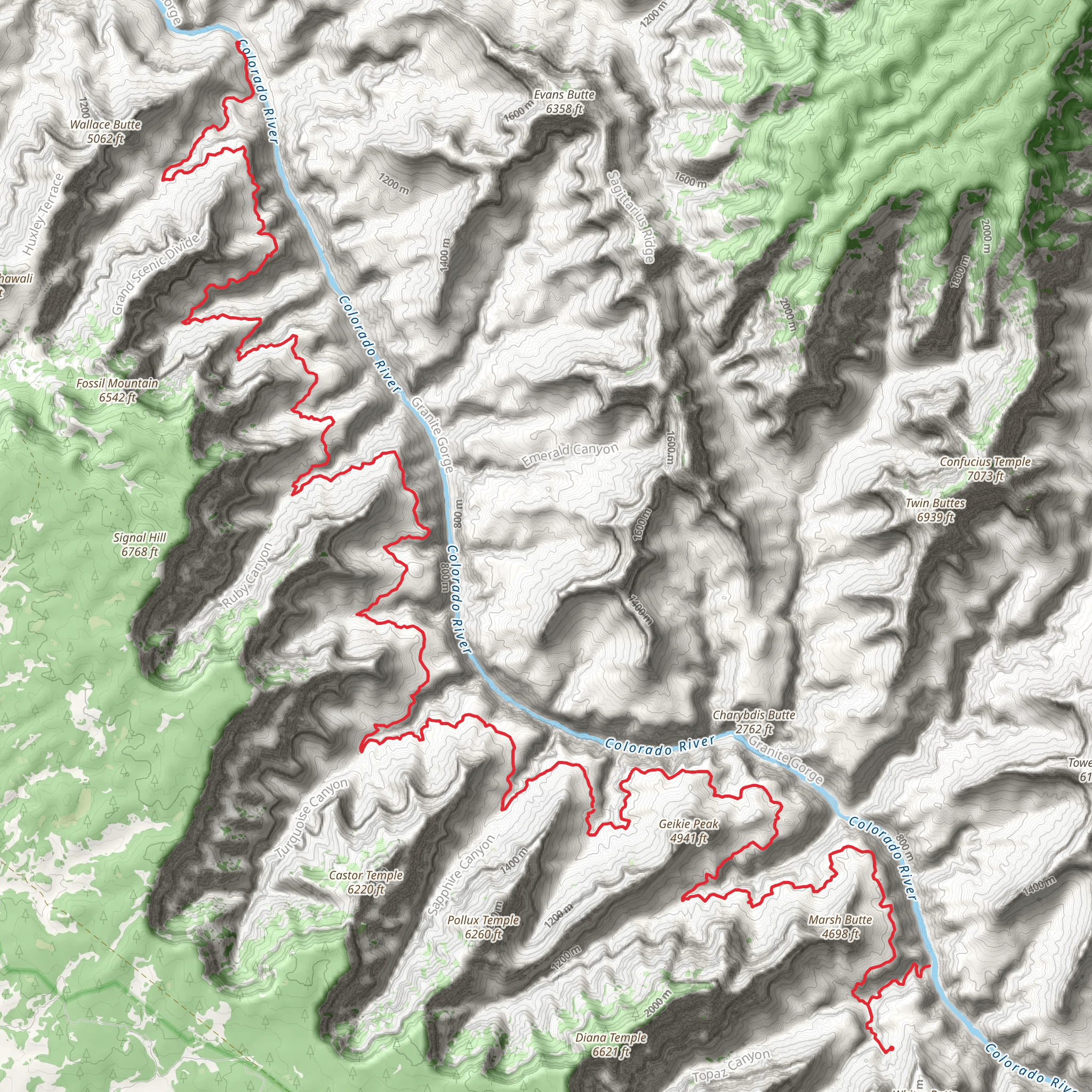 Tonto Trail - Boucher to South Pass mobile static map