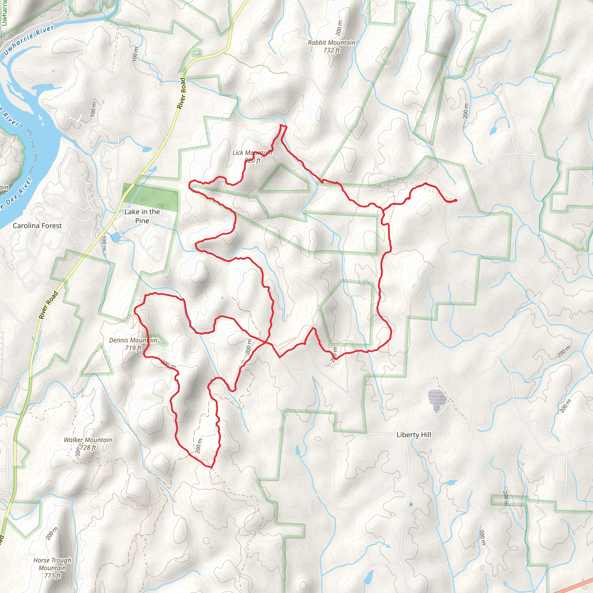 Lick Mountain via Uwharrie Loop Trail mobile static map