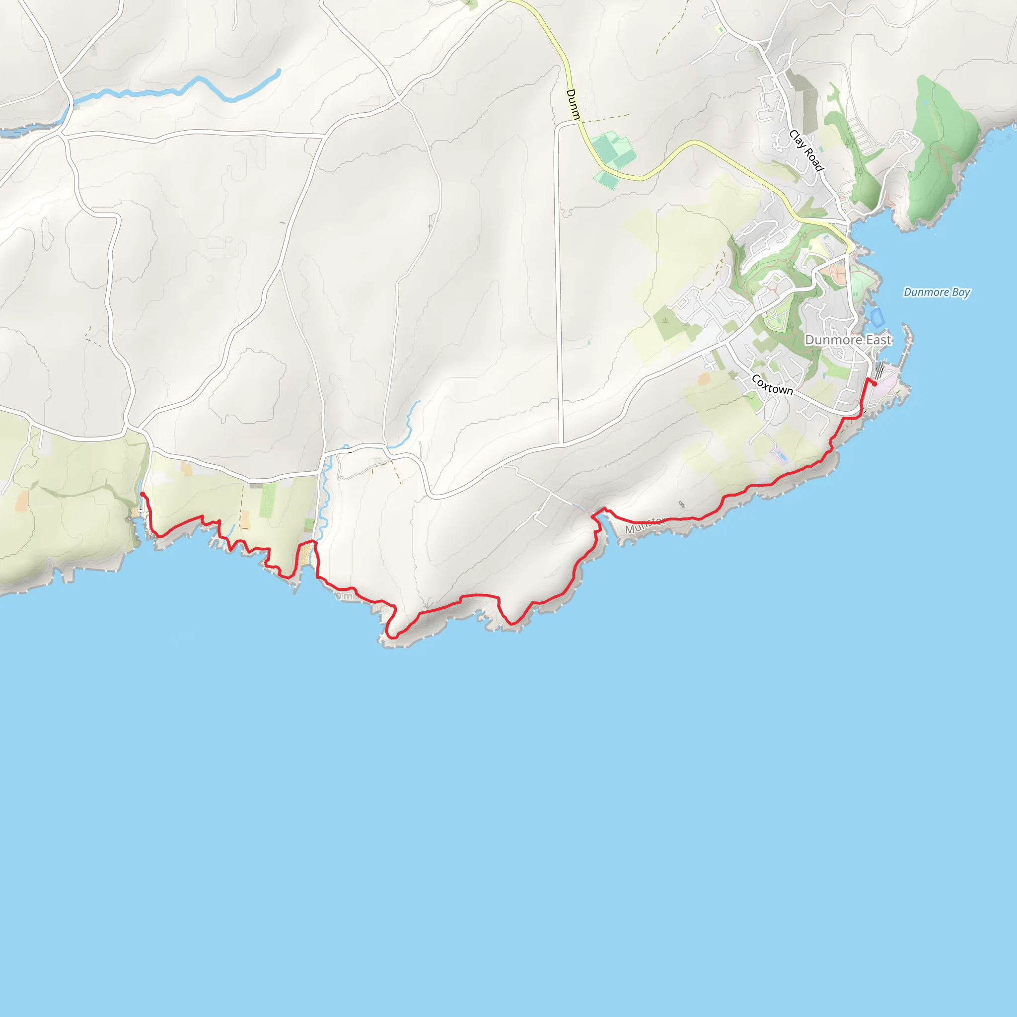 Waterford Estuary Coastal Path – Dunmore East to Ballymacaw mobile static map