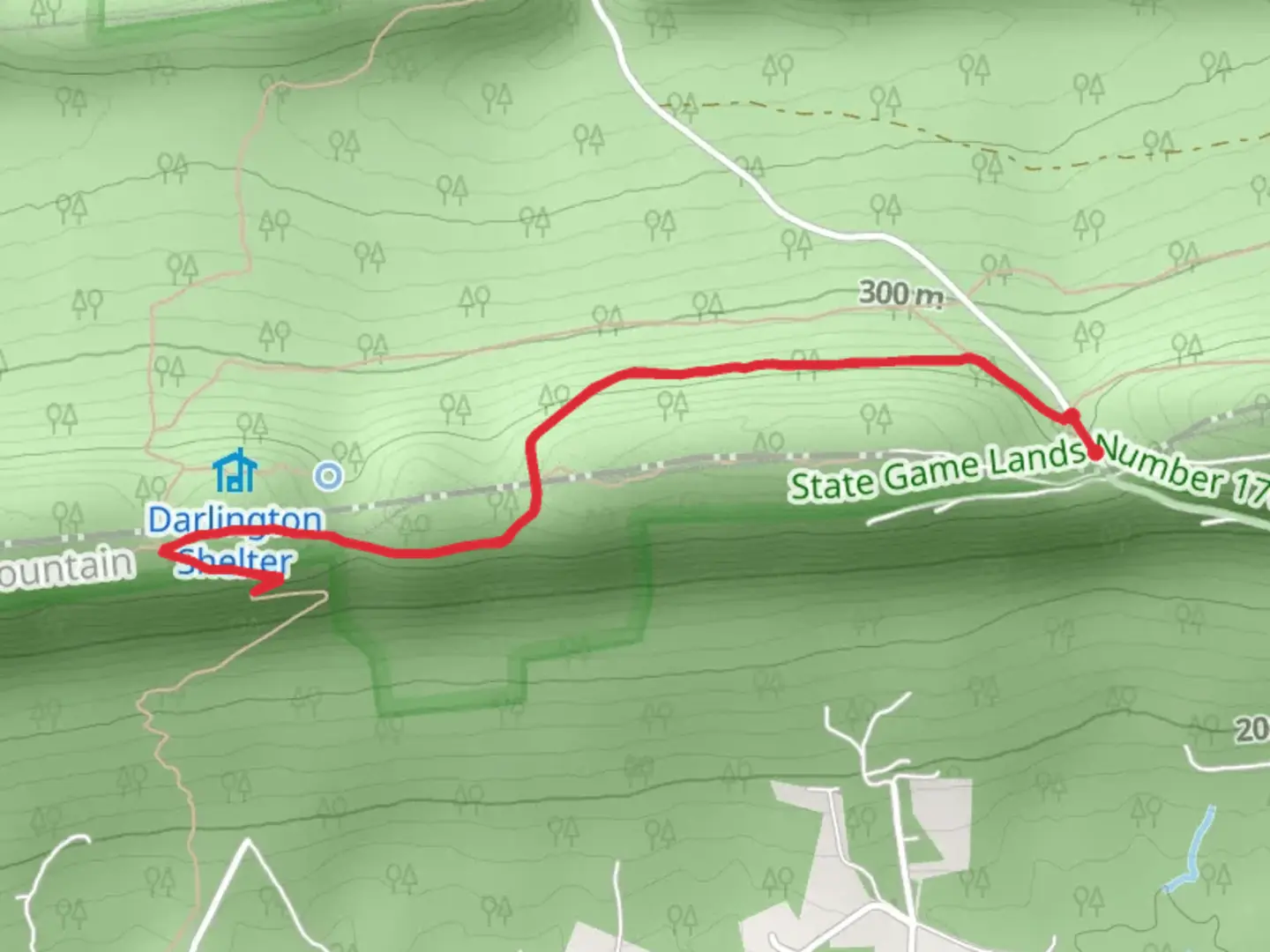 An image depicting the trail Darlington Trail in Blue Mountain area and its surrounding area.