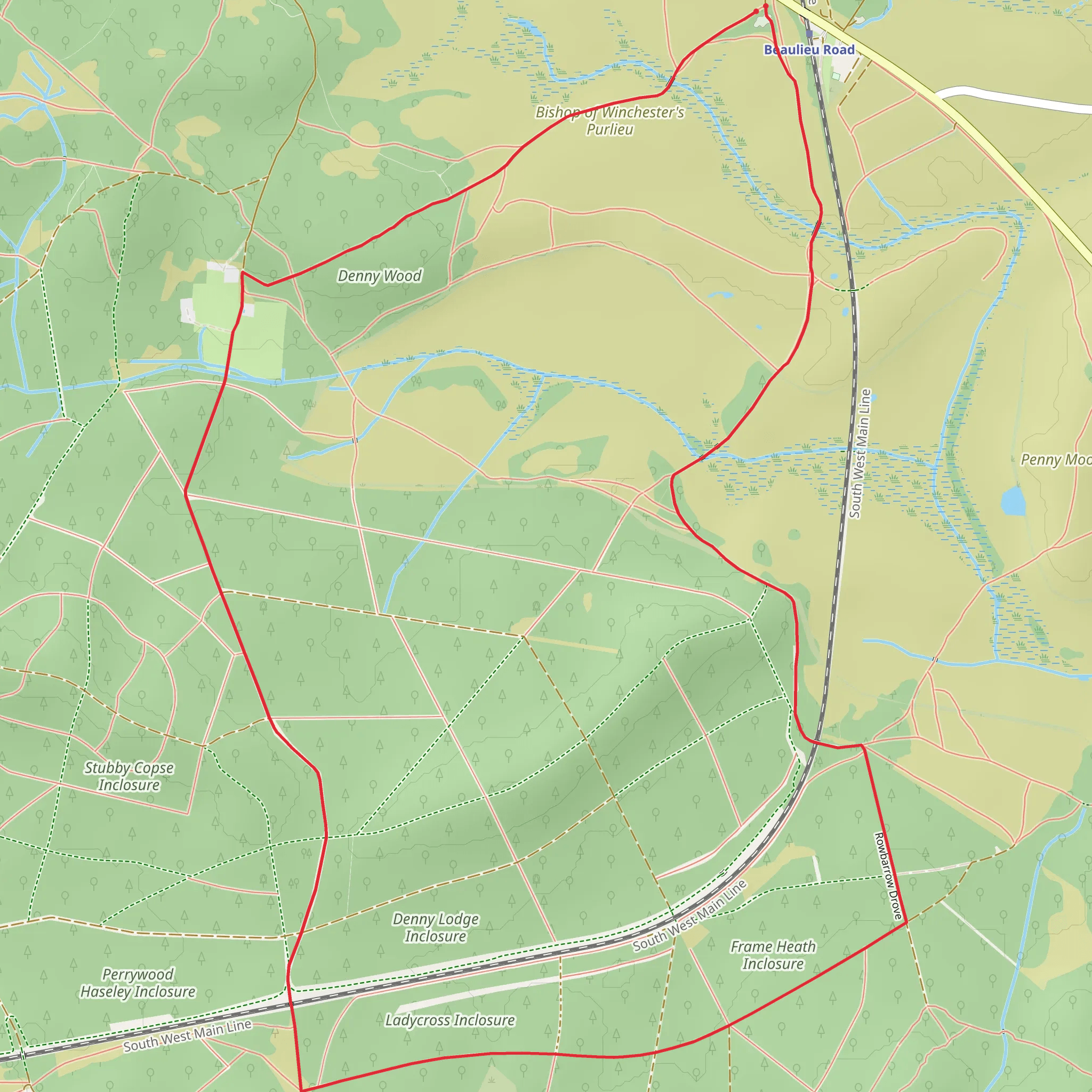 Denny Lodge from Beaulieu Road mobile static map