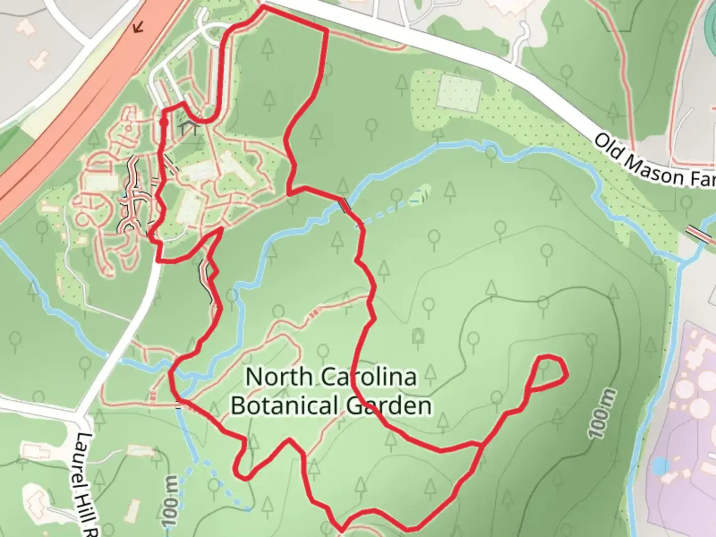 An image depicting the trail North Carolina Botanical Garden Loop and its surrounding area.