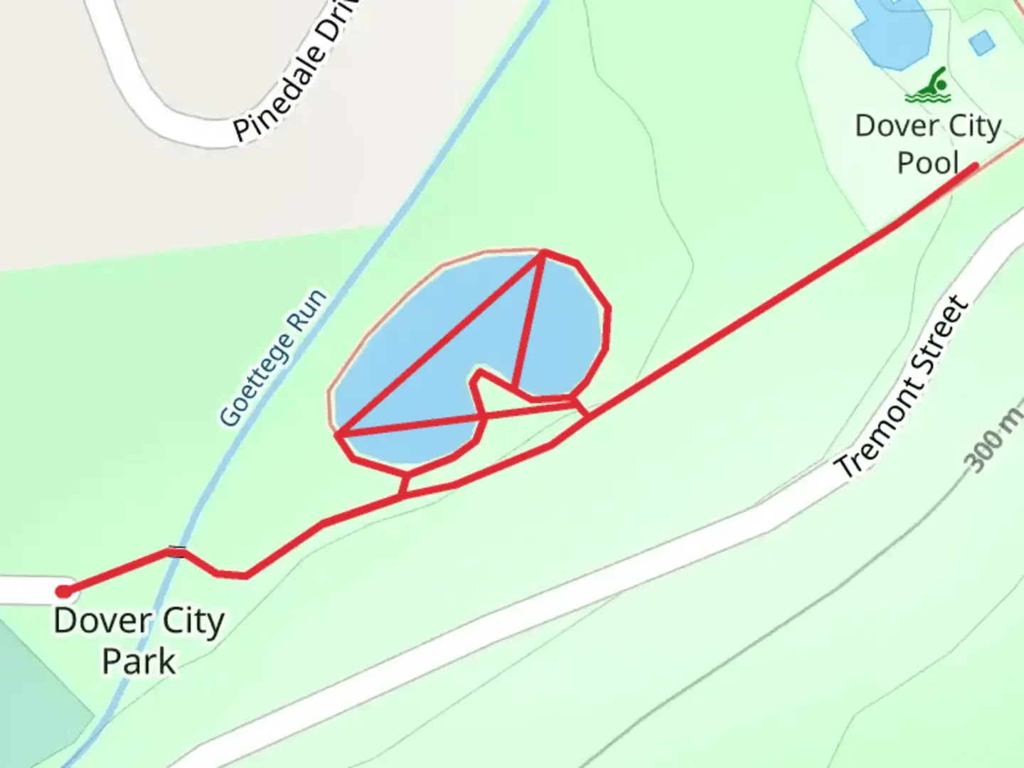 An image depicting the trail Dover City Park Loop and its surrounding area.