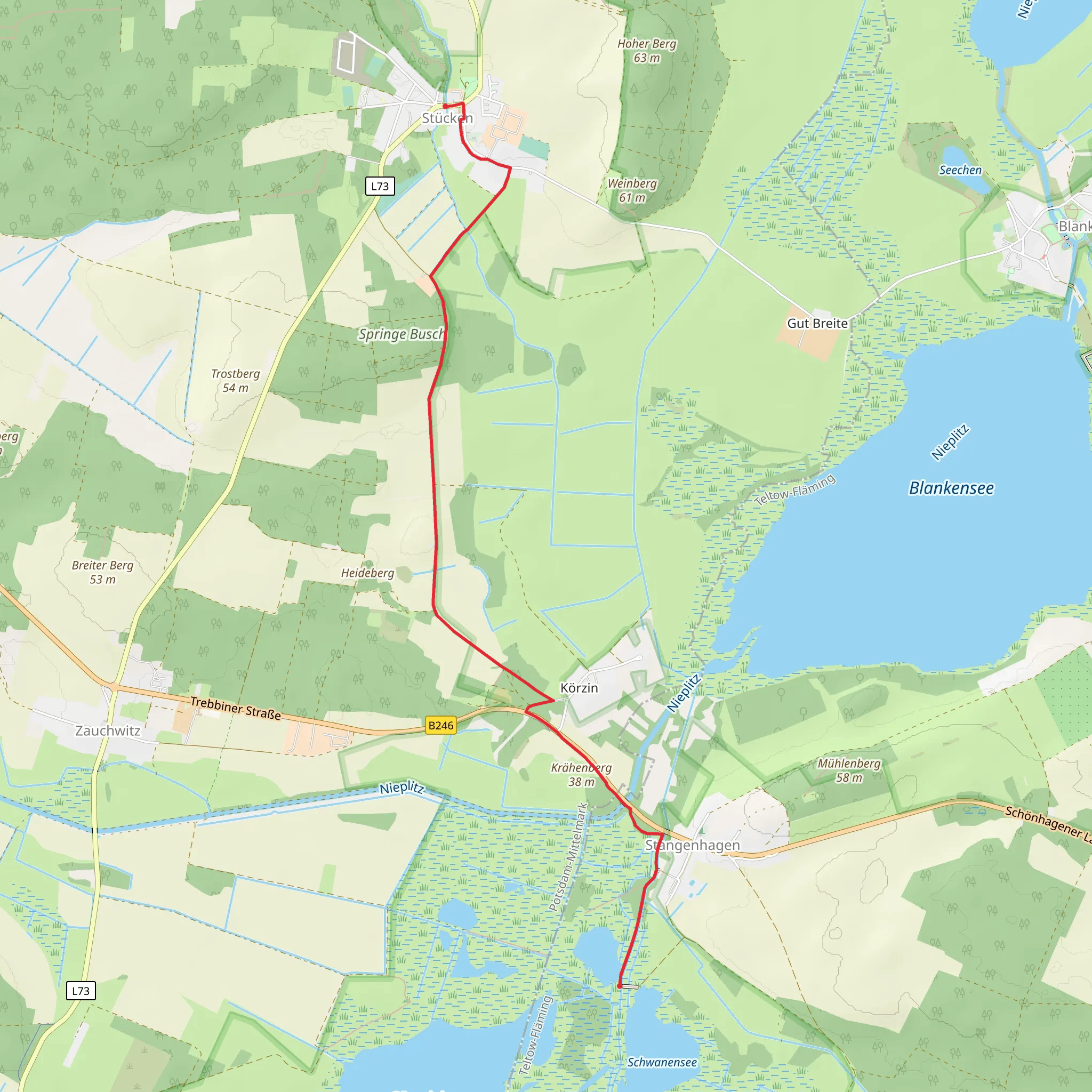 Stücken to Beobachtungsturm Walk via Springe Berg mobile static map