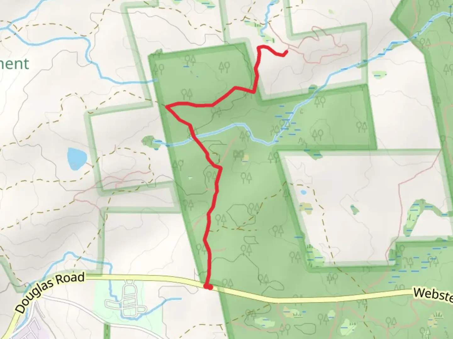 An image depicting the trail Mine Brook Wildlife Management Area Out and Back and its surrounding area.