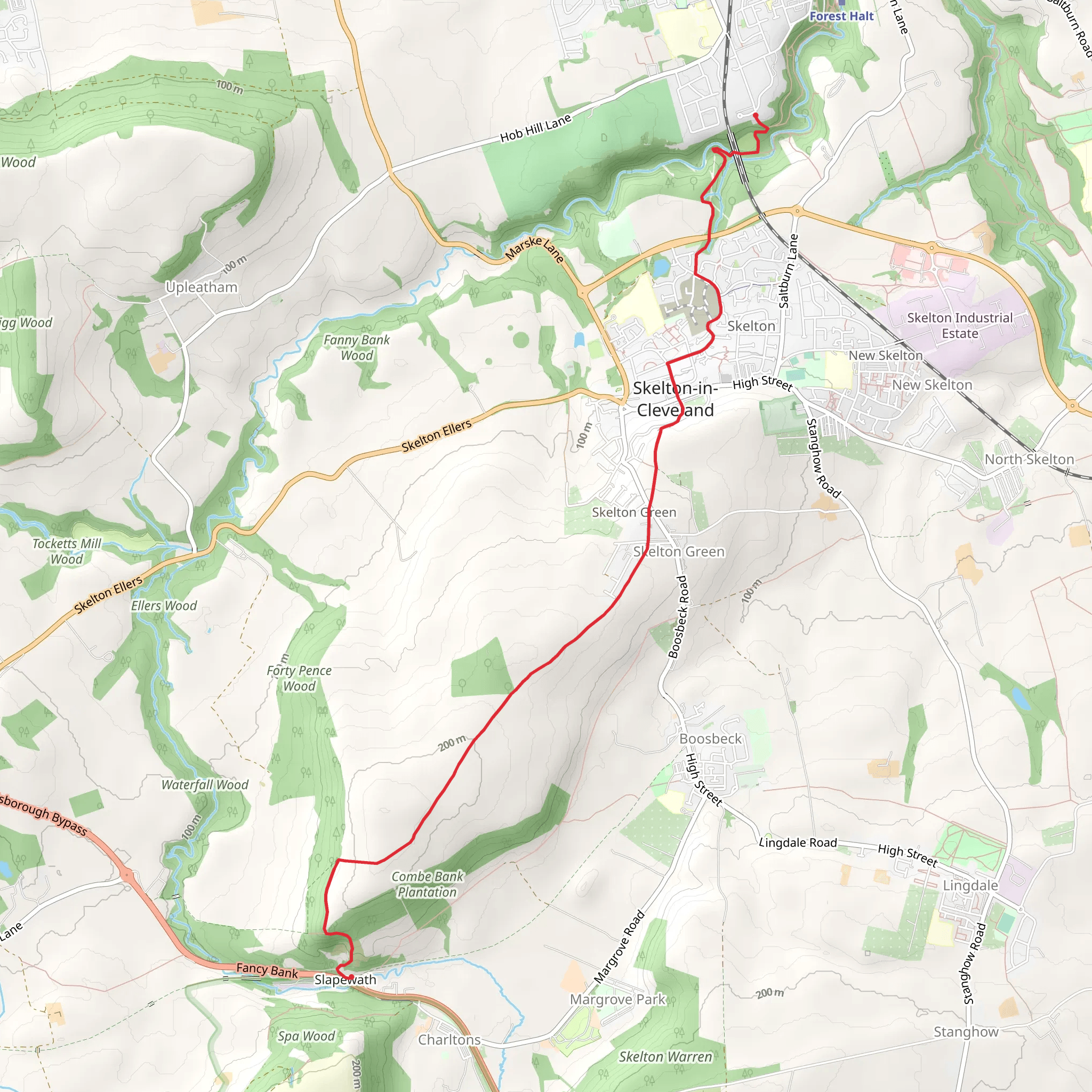 Slapewath to Saltburn Viaduct Walk mobile static map