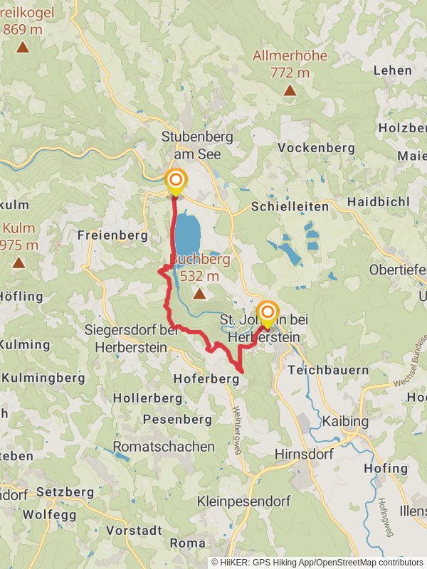 Vulture Wall Trail from Lake Stubenberg mobile static map