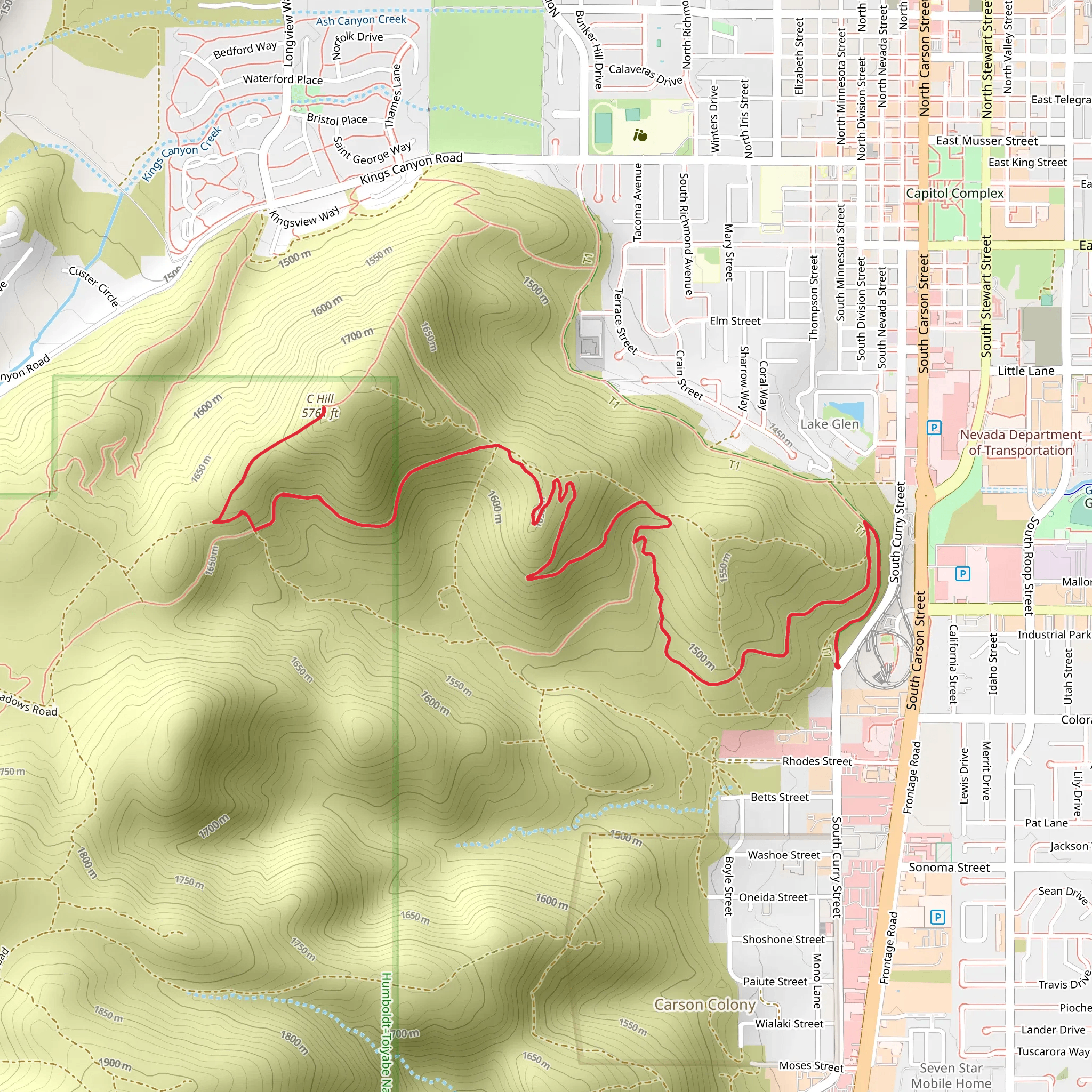 C Hill via E Z Trail mobile static map