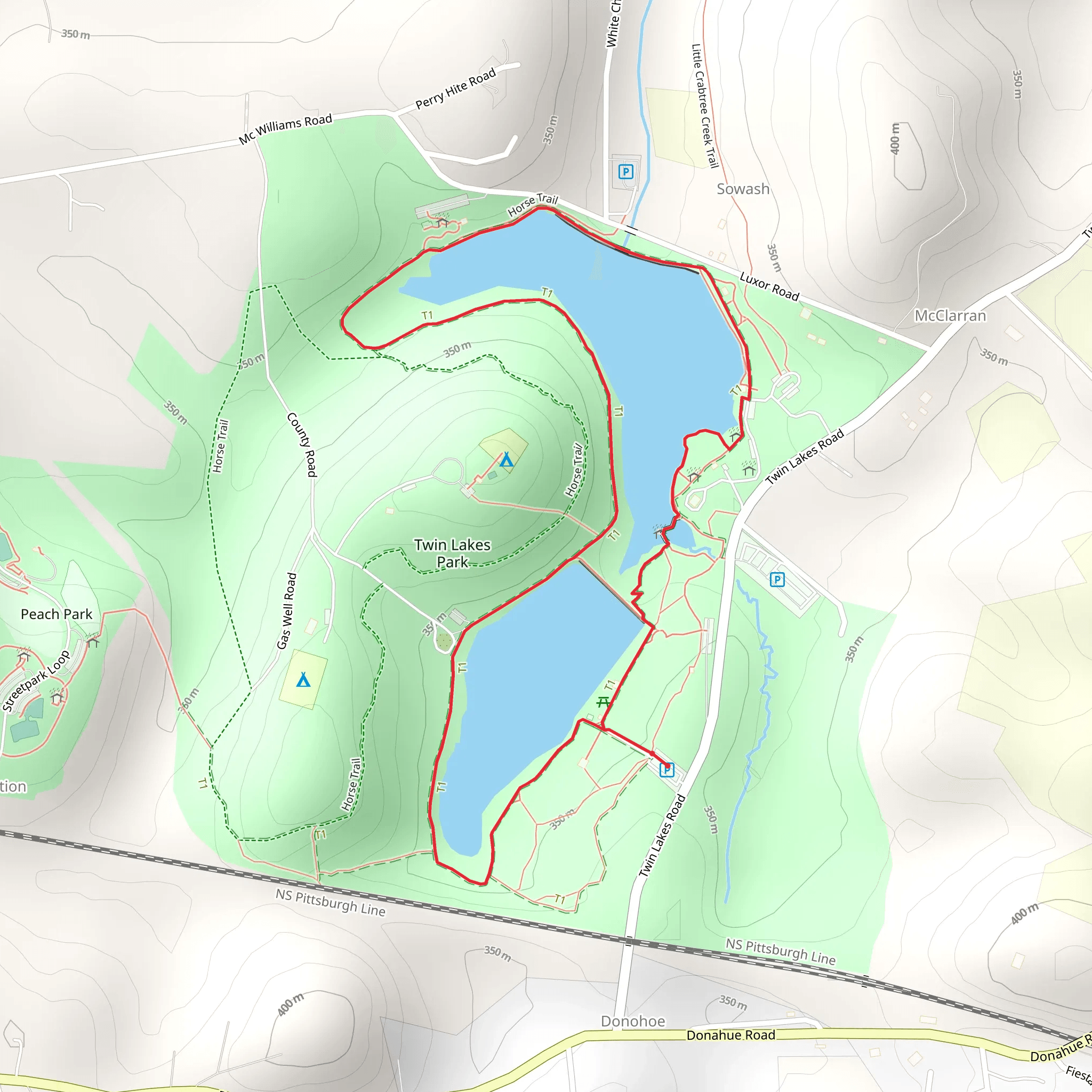 Twin Lakes Park Loop mobile static map