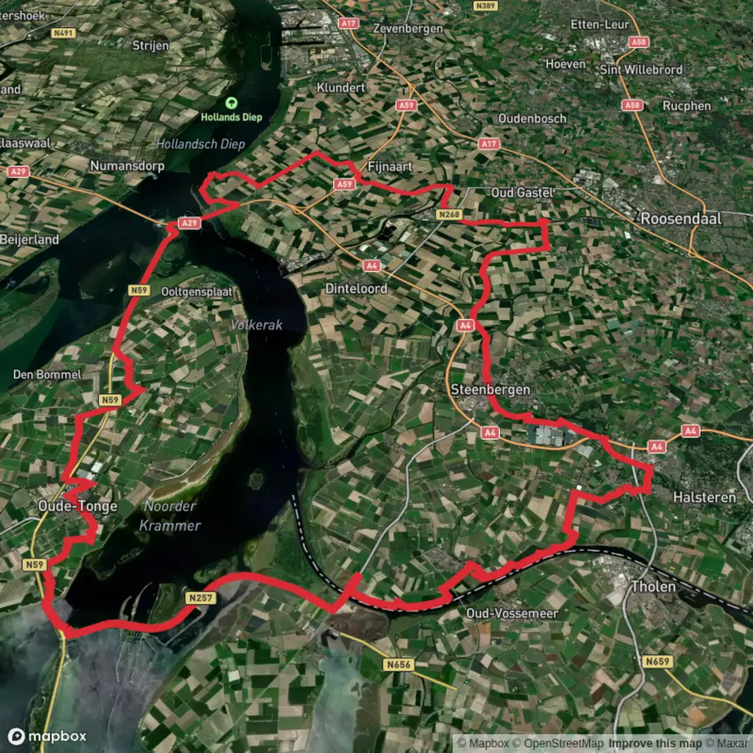 An image depicting the trail Oosterscheldpad, Maltaweg and Sleutelweg Loop and its surrounding area.
