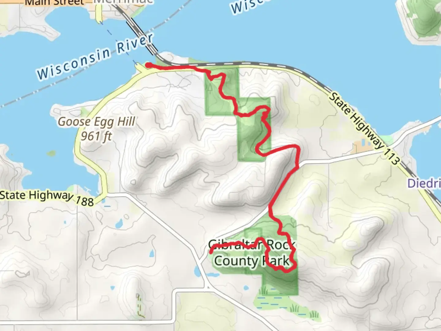 An image depicting the trail Ice Age Trail from Wisconsin State Historical Marker 187 and its surrounding area.