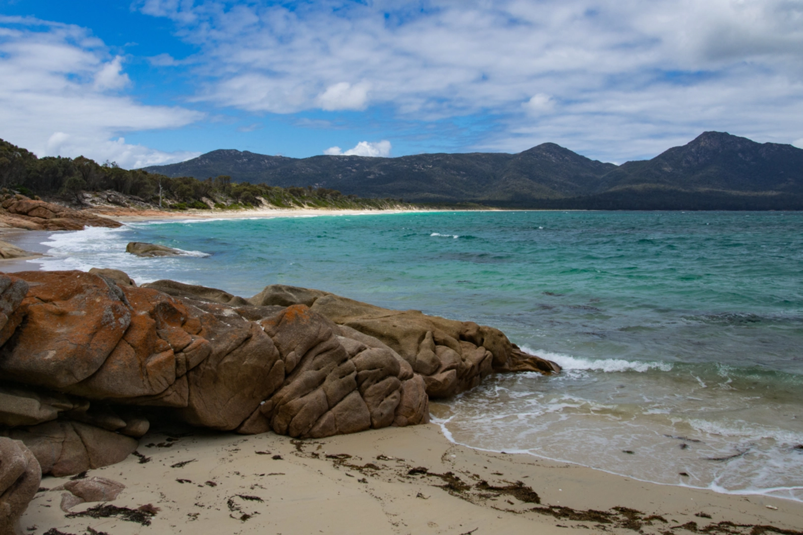 An image depicting the trail Wineglass Bay and Hazards Beach Circuit and its surrounding area.