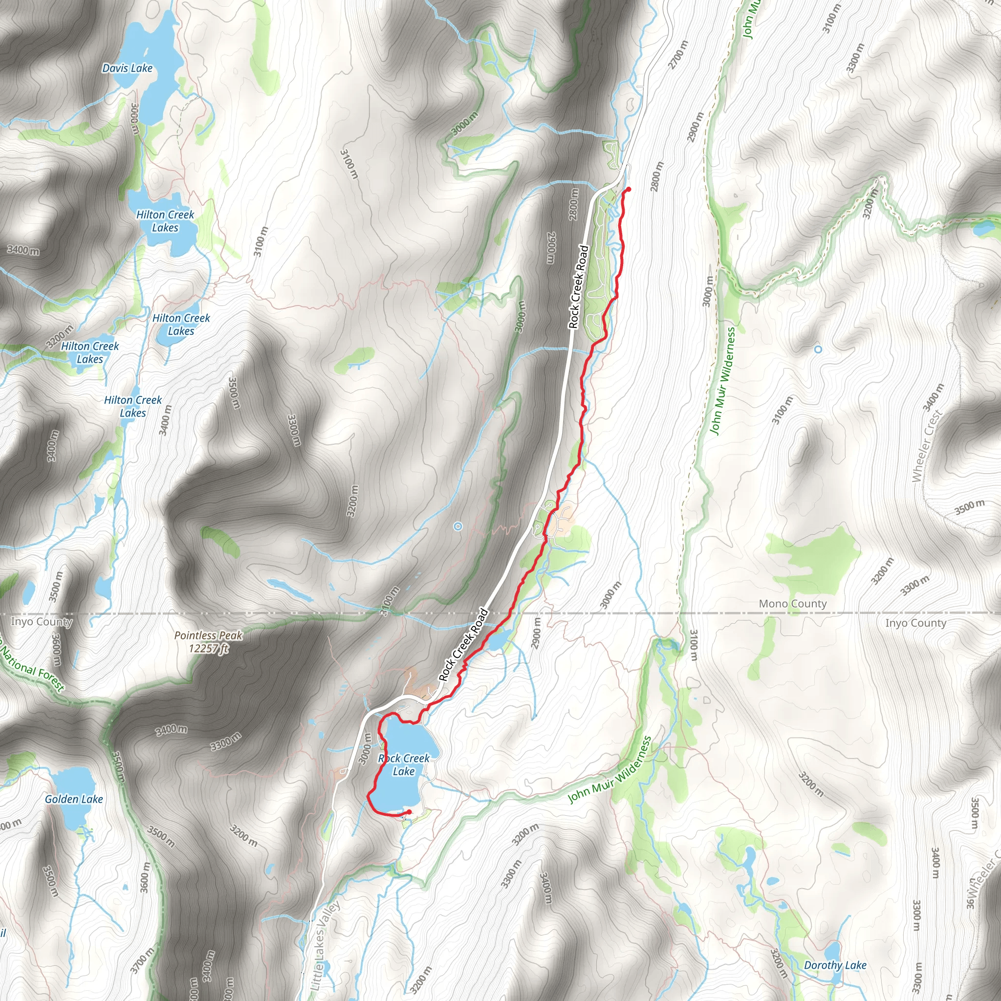 Upper Rock Creek Canyon Trail mobile static map