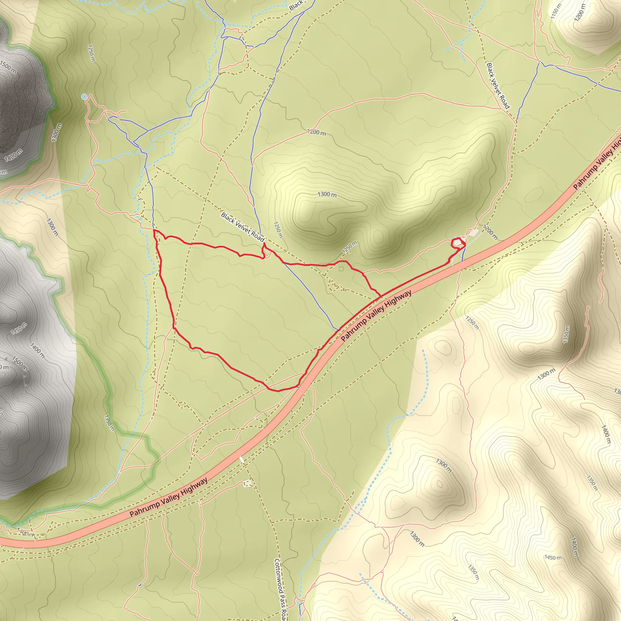 Cottonwood Valley and Latenight Cut Loop Trail mobile static map