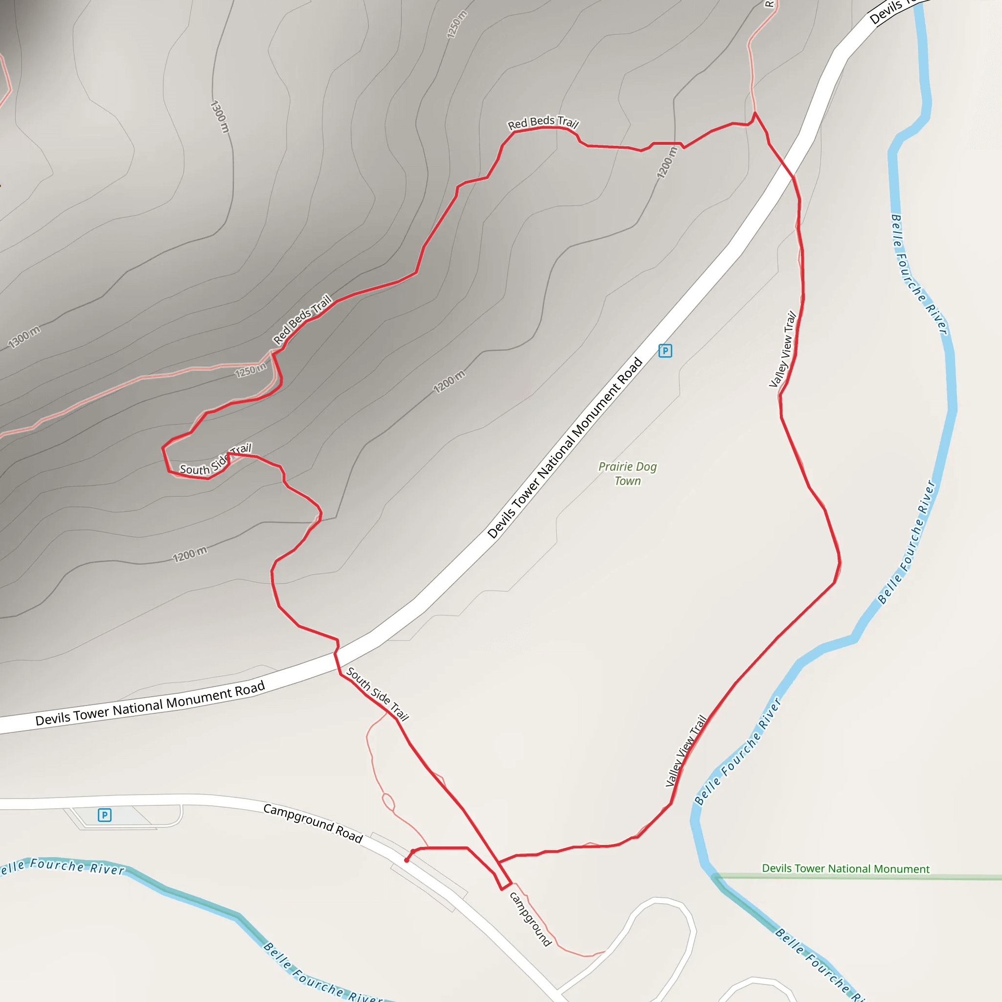 Valley View Trail and Red Beds Trail mobile static map