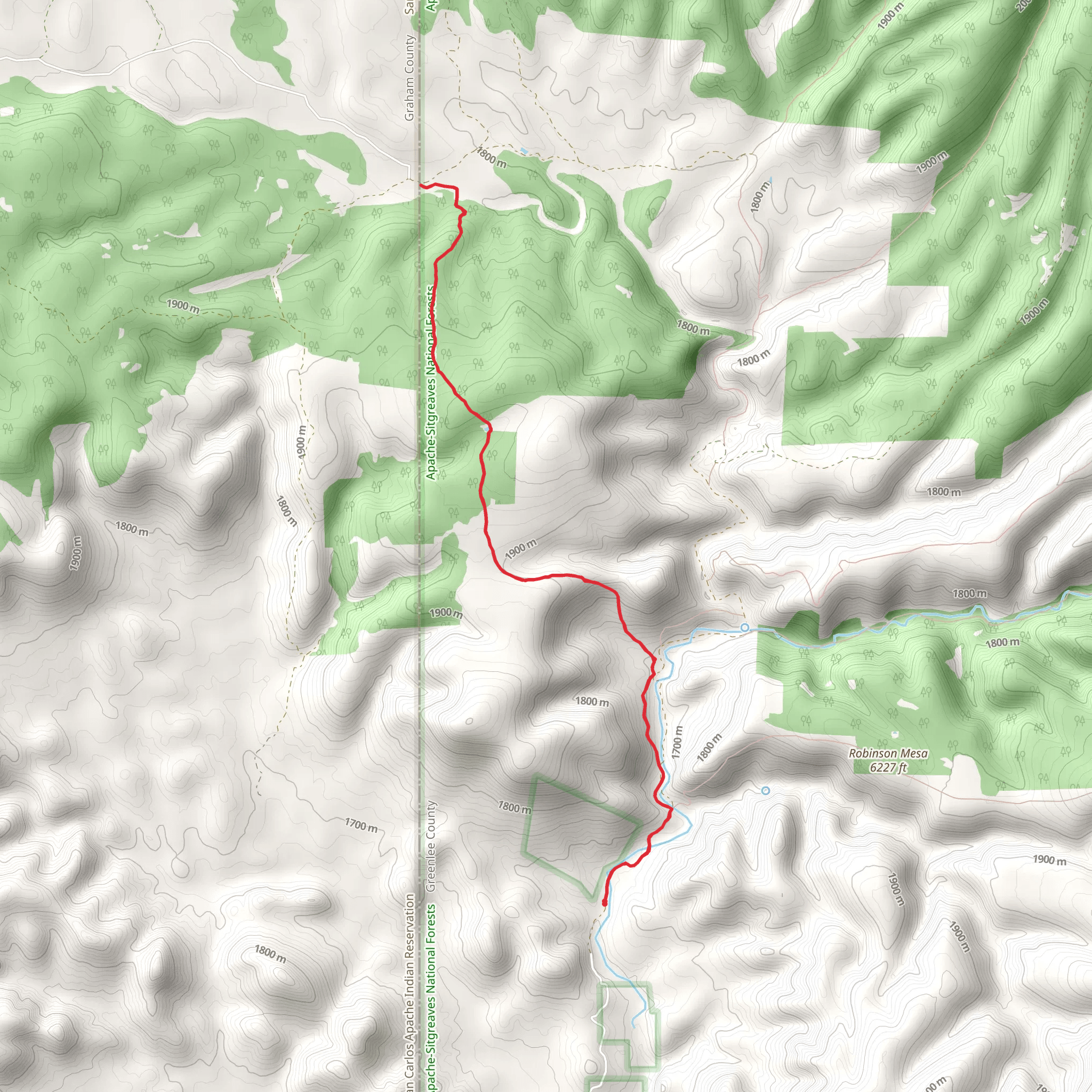 Coyote and Squirrel Canyon Trail from Honeymoon Campground mobile static map