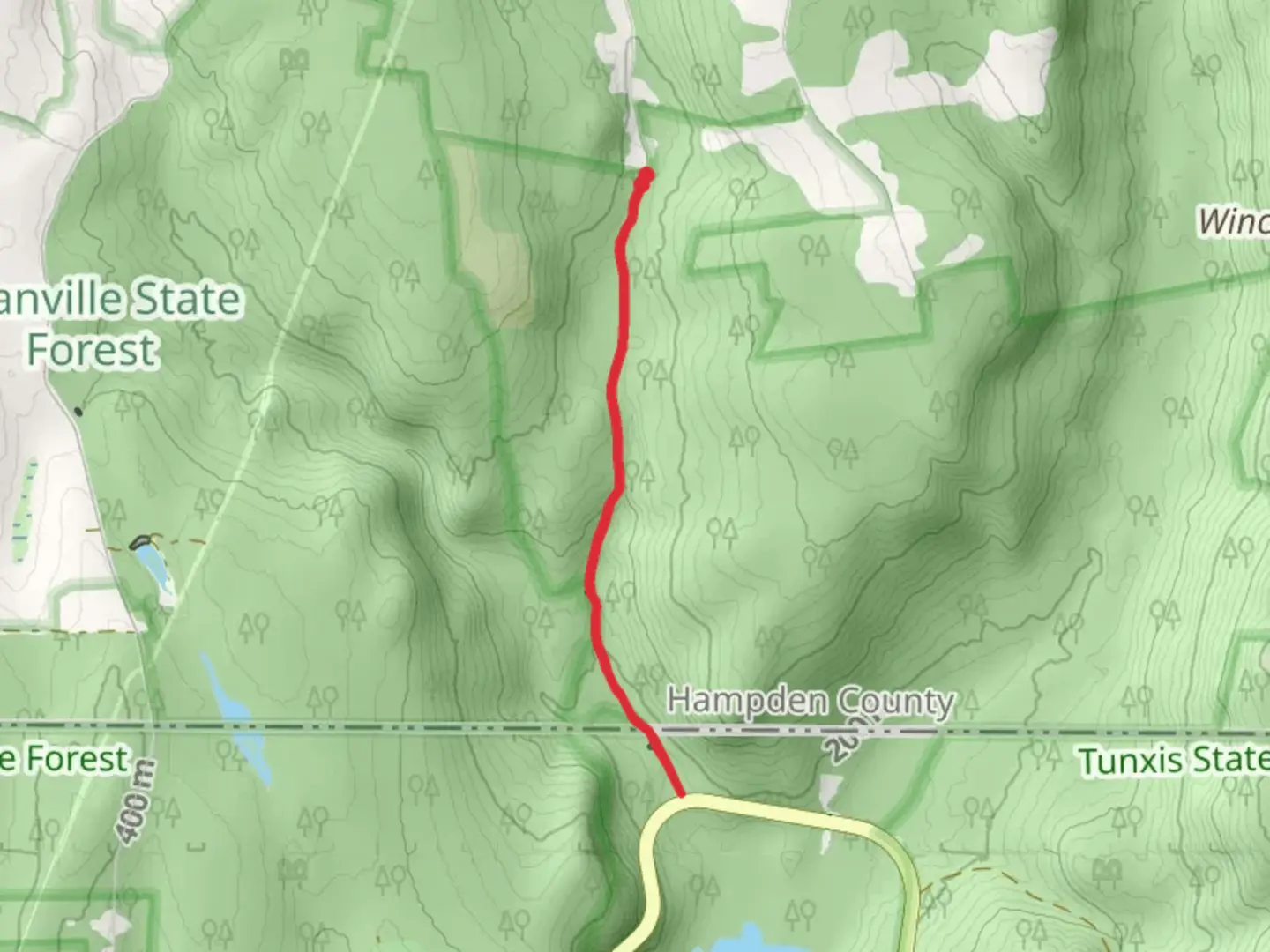 An image depicting the trail Pond Brook from Hartland Hollow Road and its surrounding area.