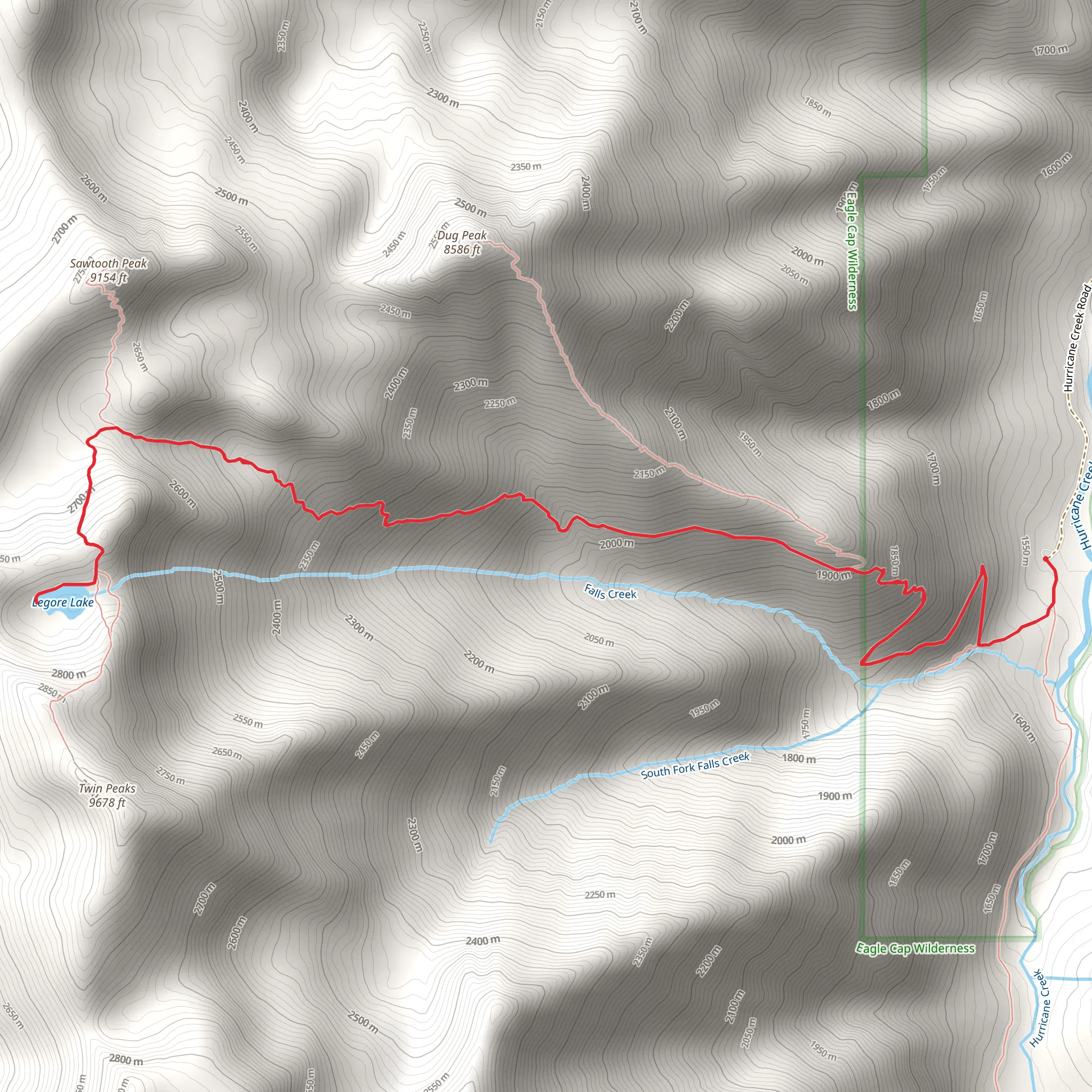 Legore Lake via Falls Creek Trail mobile static map