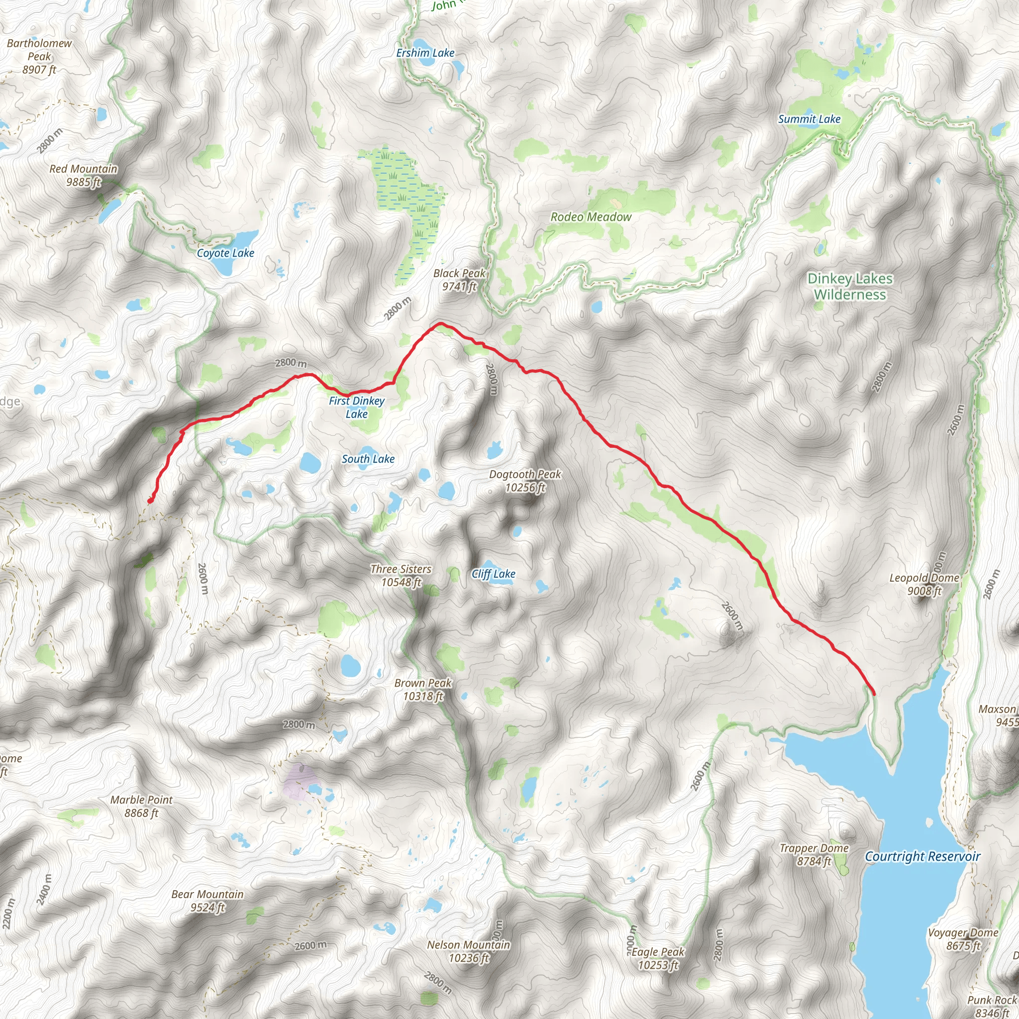 Helms Meadow via Dinkey Lakes Trail mobile static map