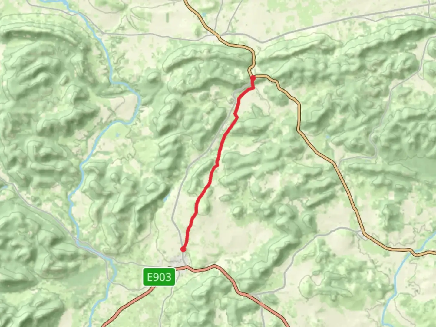 An image depicting the trail Piedrabuena- Puerto de los Majales PR CR 40 and its surrounding area.