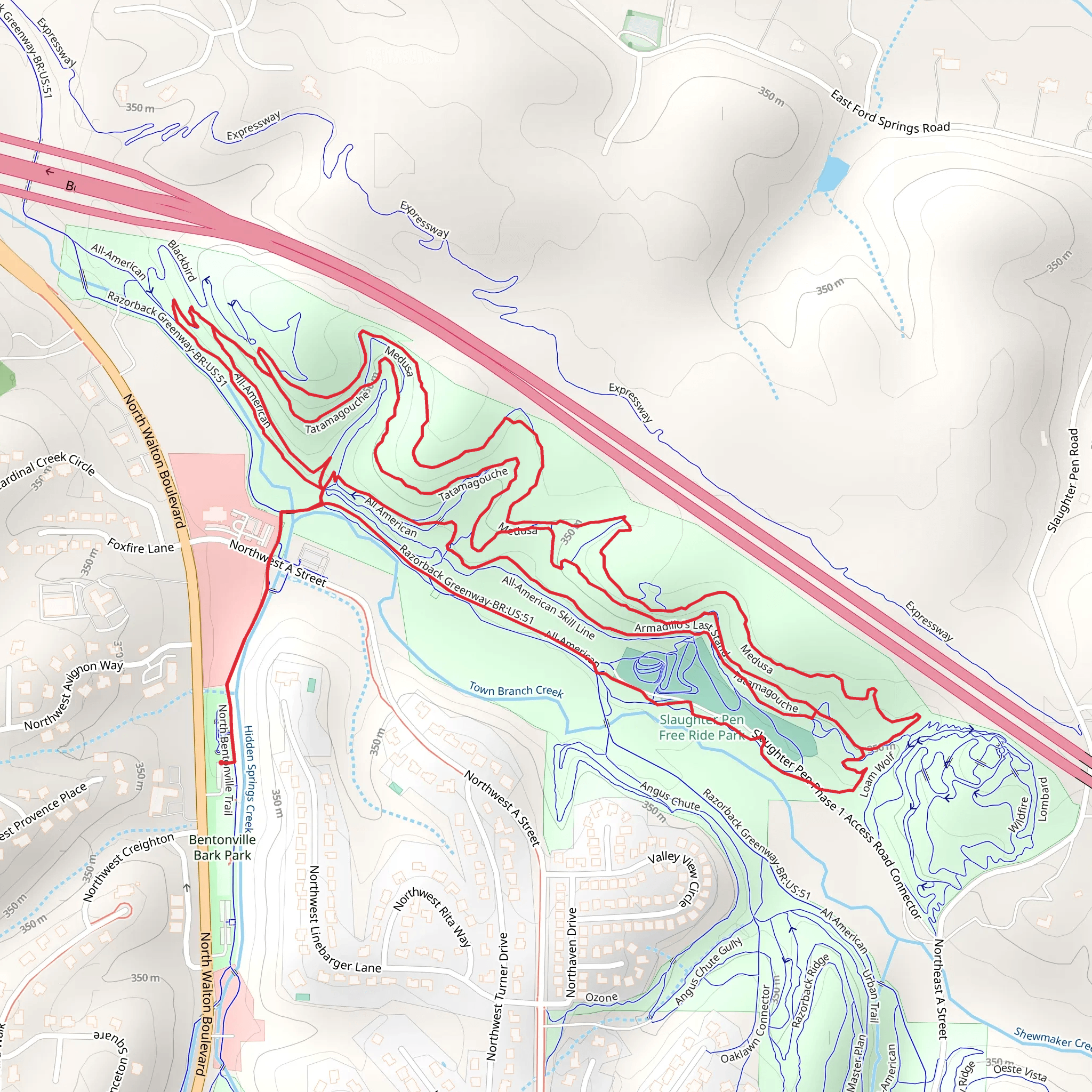 Slaughter Pen Park Loop mobile static map