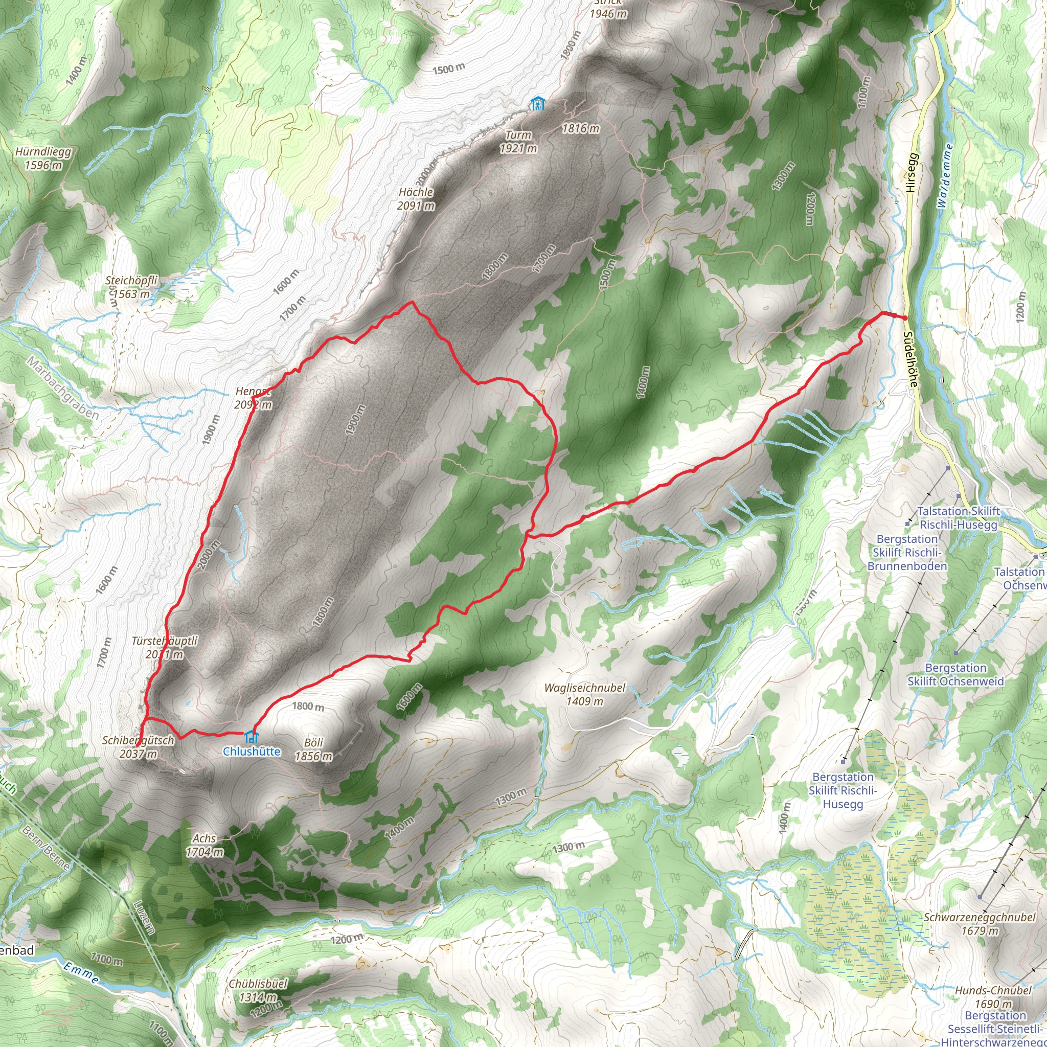 Hangst and Schibegutsch Loop from Sorenberg mobile static map