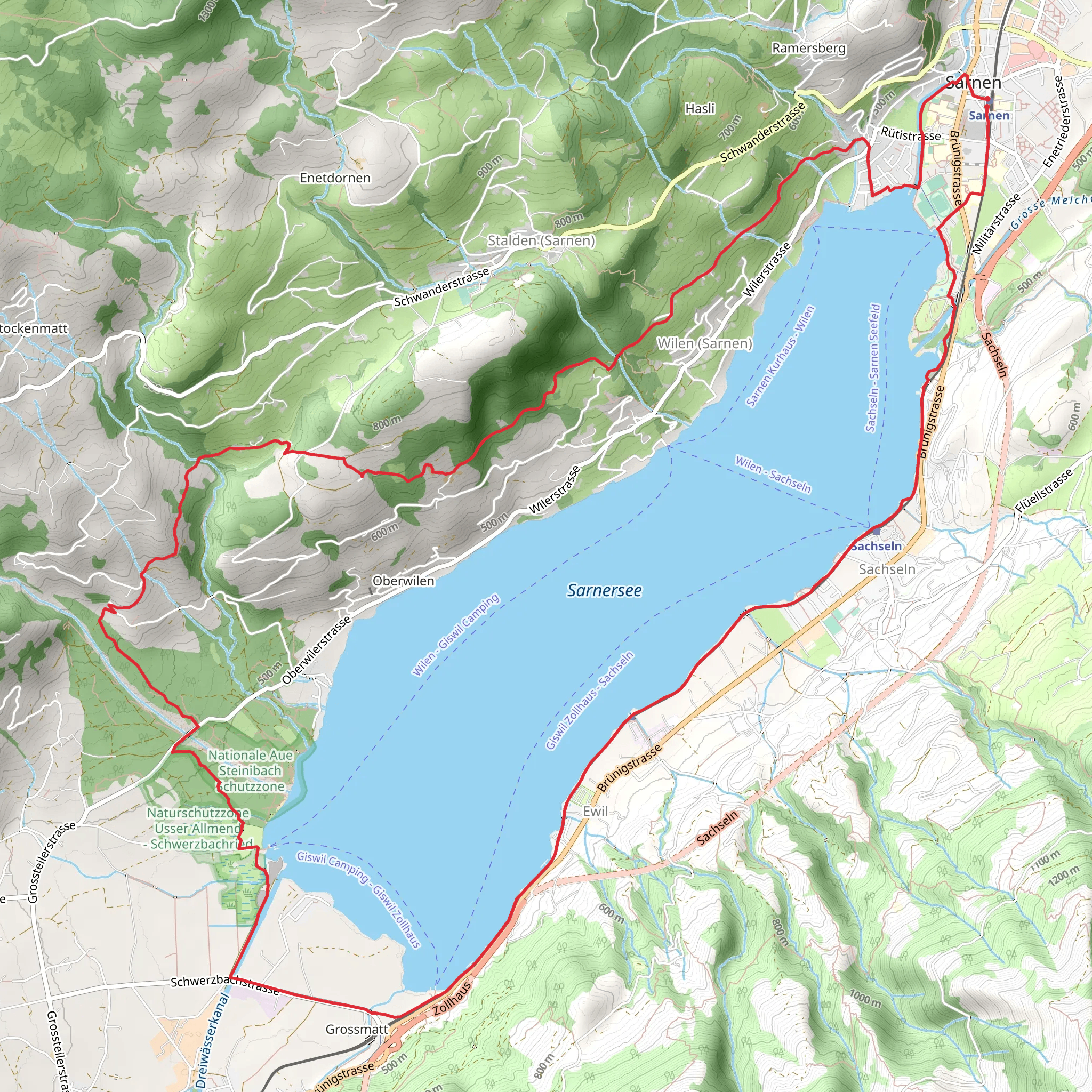 Lake Sarnersee Loop from Sarnen mobile static map