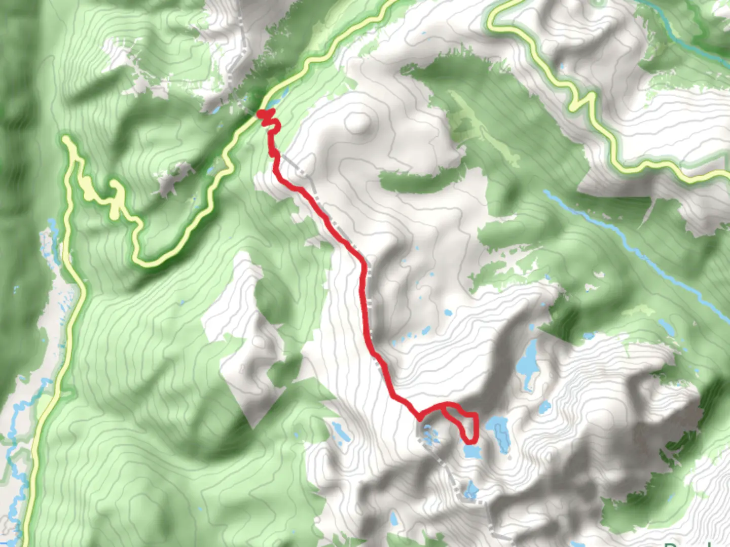 An image depicting the trail Sheep Rock Trail to Azure Lake and its surrounding area.