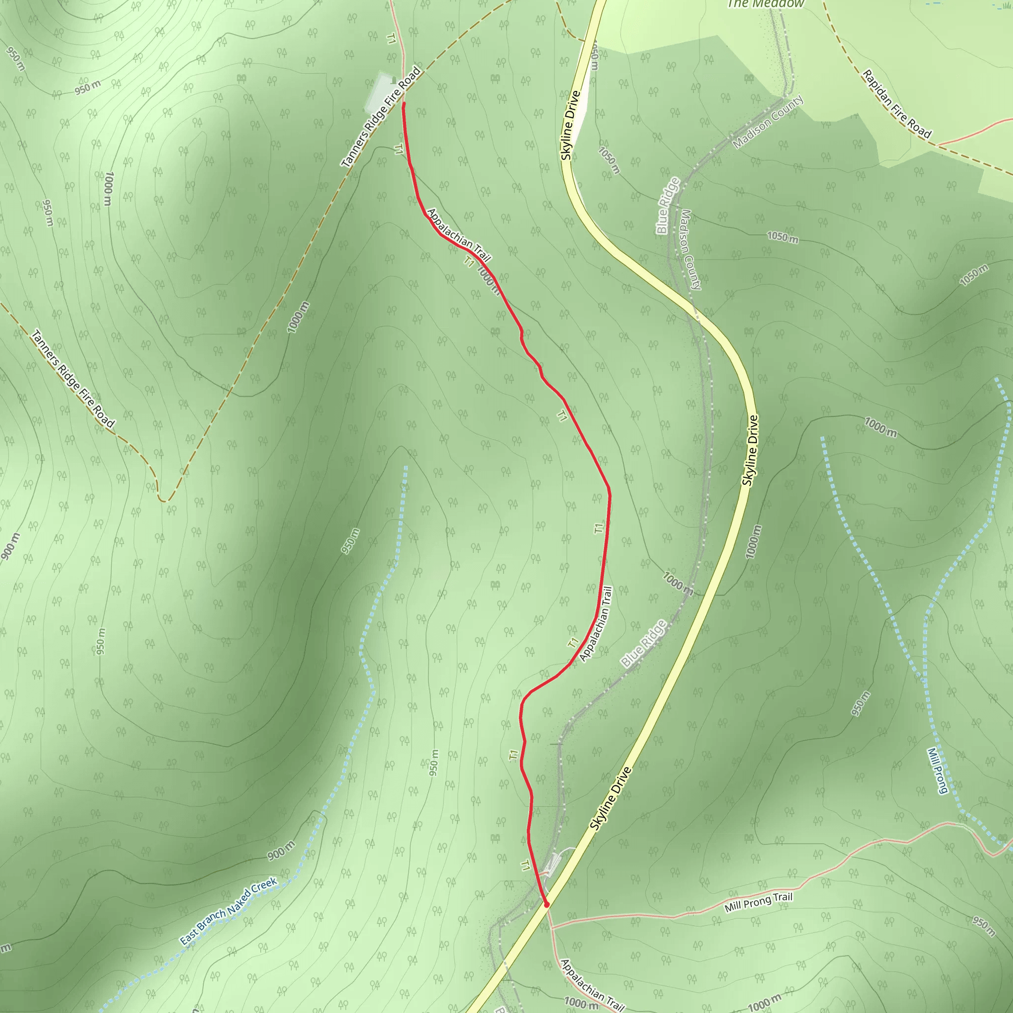 Appalachian Trail - Short from Milam Gap mobile static map